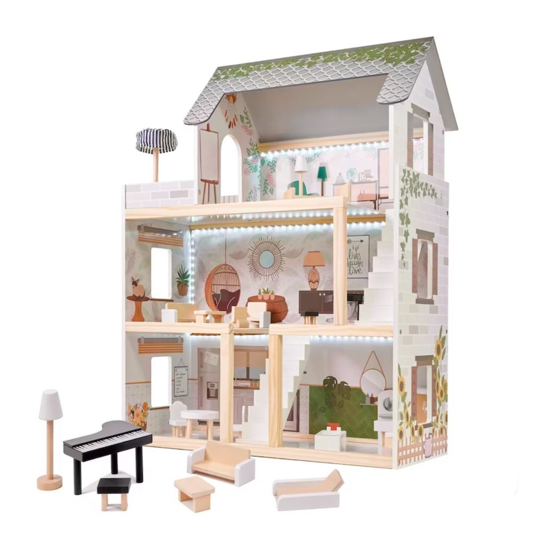Puppenhaus Puppenhaus aus Holz mit Möbeln "Bohemian"