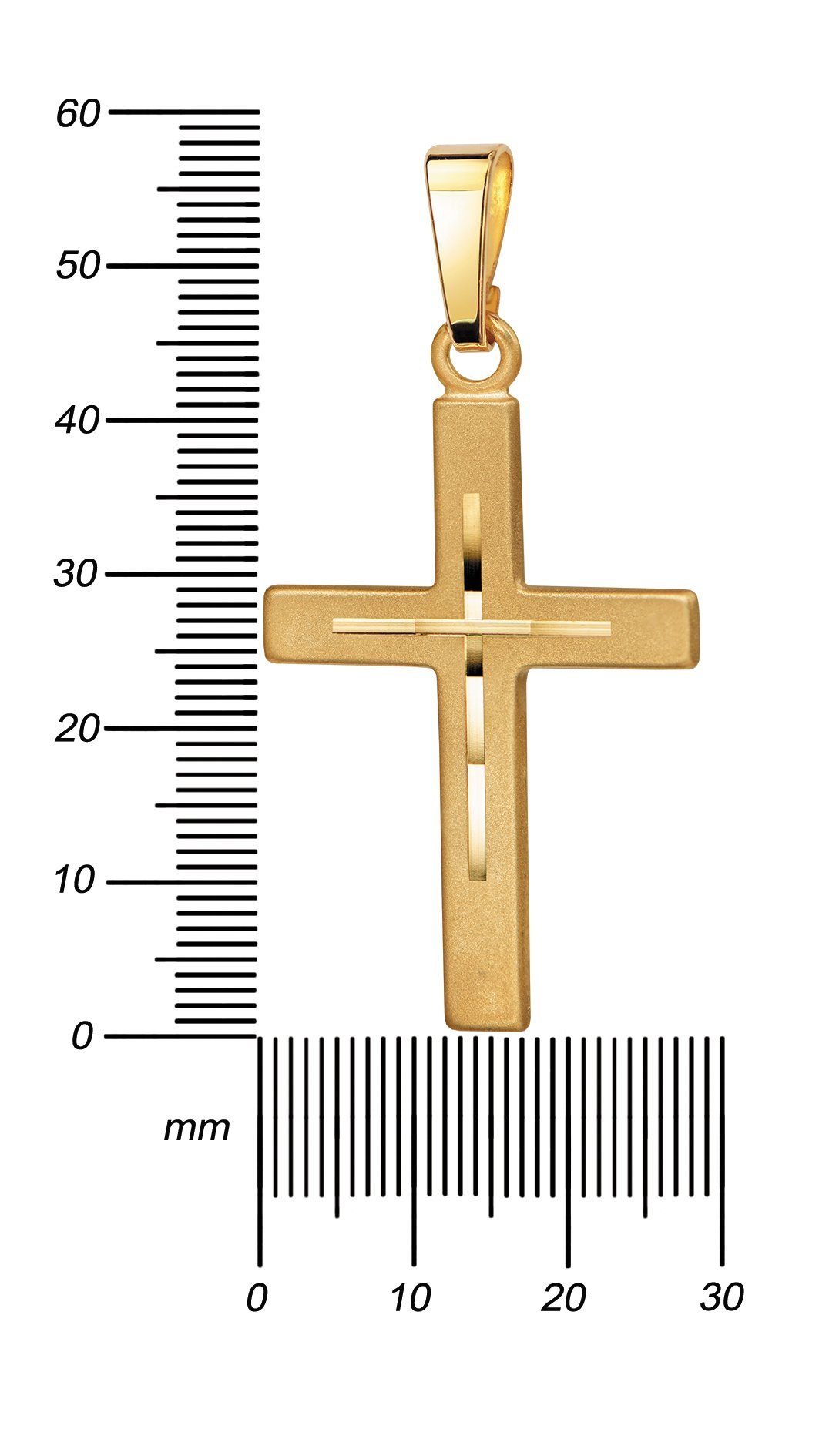 JEVELION Kreuzkette 333 Gold Anhänger Mit - und vergoldet- - 36 Kette Diamantschliff (Goldkreuz, in für Damen Länge Kette. 70 Made Herren), wählbar oder ohne Germany mit cm