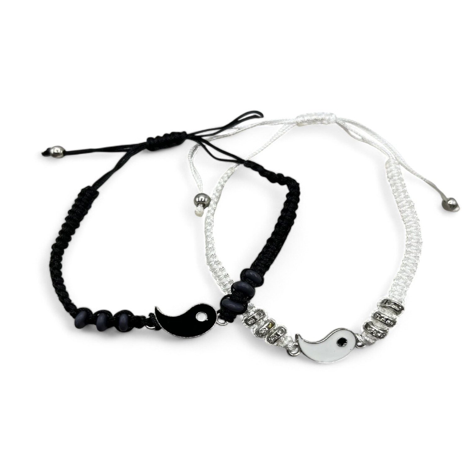 Eyecatcher Armkette Yin + Yang Stoff Zirkonia Freundschaftschaftsarmband (Set)