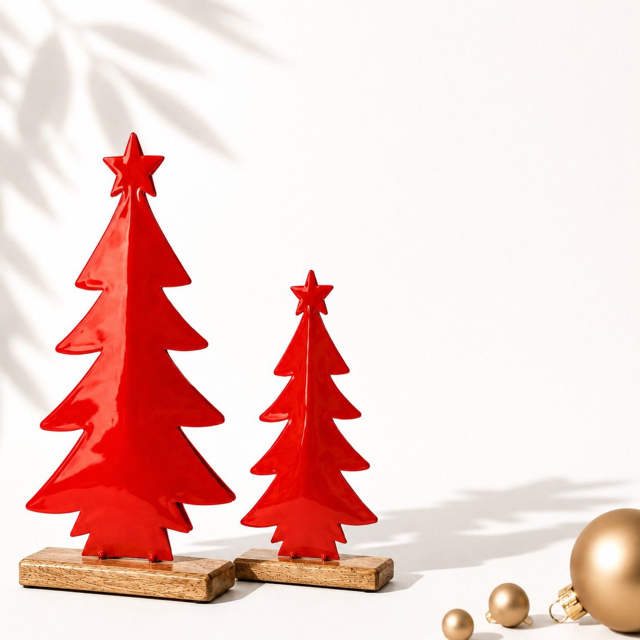 Wurm Weihnachtsfigur Weihnachtsbaum 2er Set Rot Metall & Mangoholz 29 cm & 20 cm