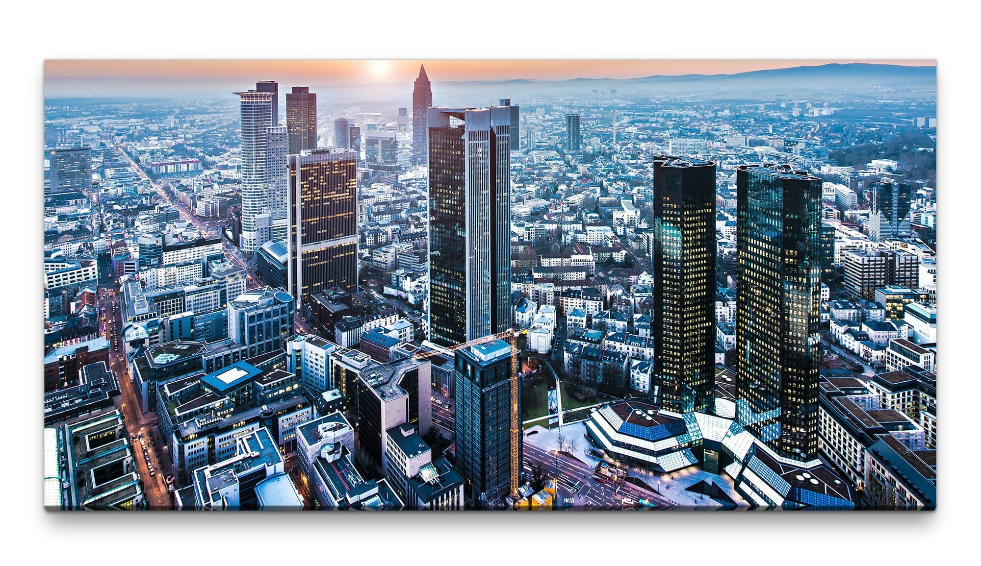 möbel-direkt.de Leinwandbild Bilder XXL Frankfurt Skyline 50x100cm Wandbild auf Leinwand