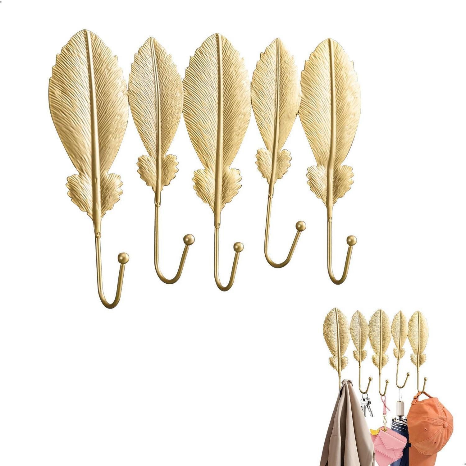 LuxusKollektion Kleiderhaken Wandgarderobe Gold Blätter Haken 5-fach, (1-St)
