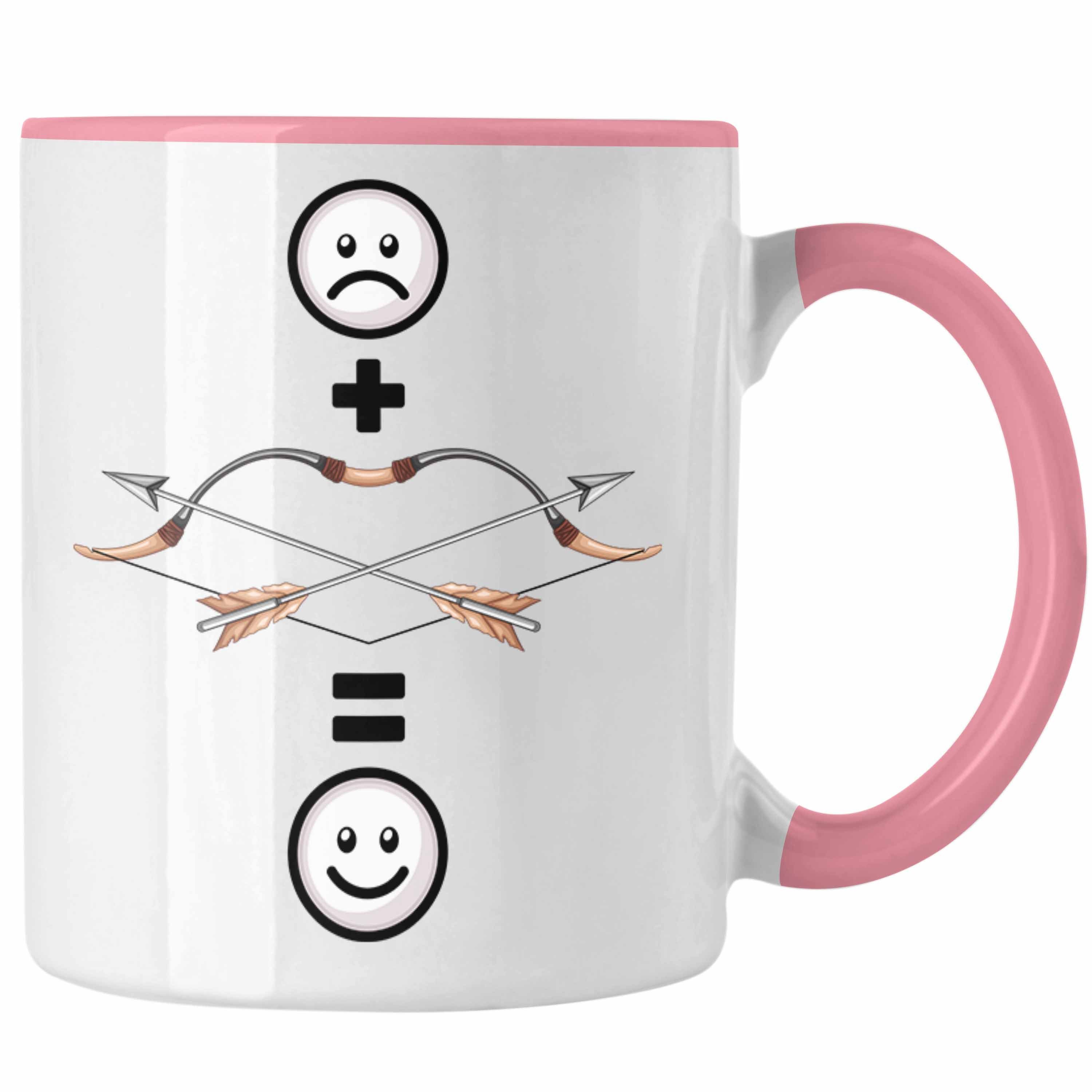 Trendation Tasse Pfeil und Bogen Tasse Geschenk für Bogenschütze :(Pfeil & Bogen = Rosa | Teetassen