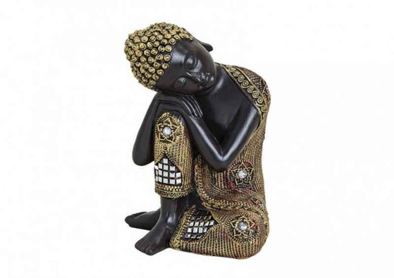 G. Wurm Dekoobjekt, BuddhaFigur meditierend sitzend 17 cm in schwarz gold DekoArt