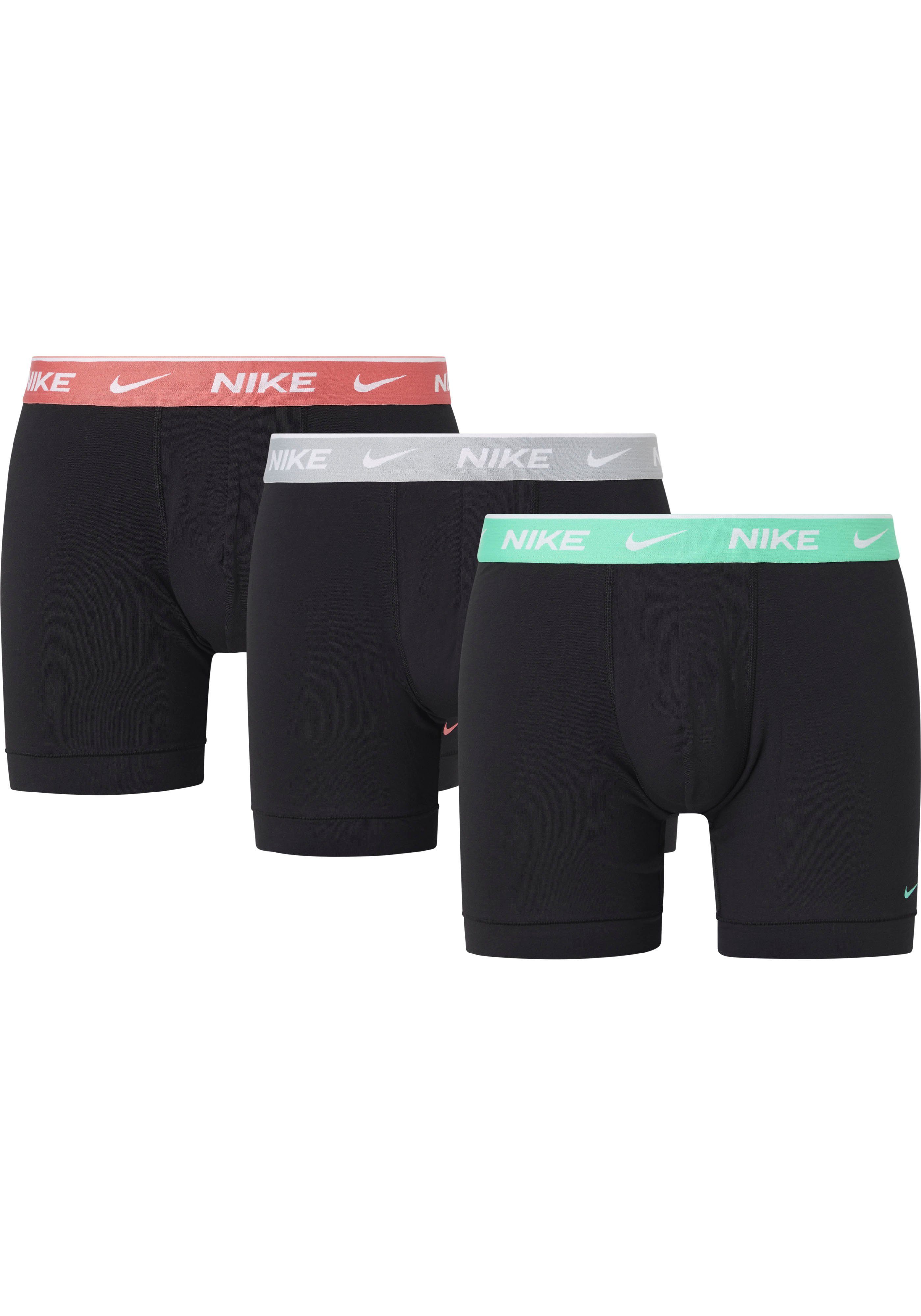 NIKE Underwear Boxer (Packung, 3er-Pack) mit elastischem Nike Logobund BLK/SEA CORAL/PLATINUM/ELEC ALGAE