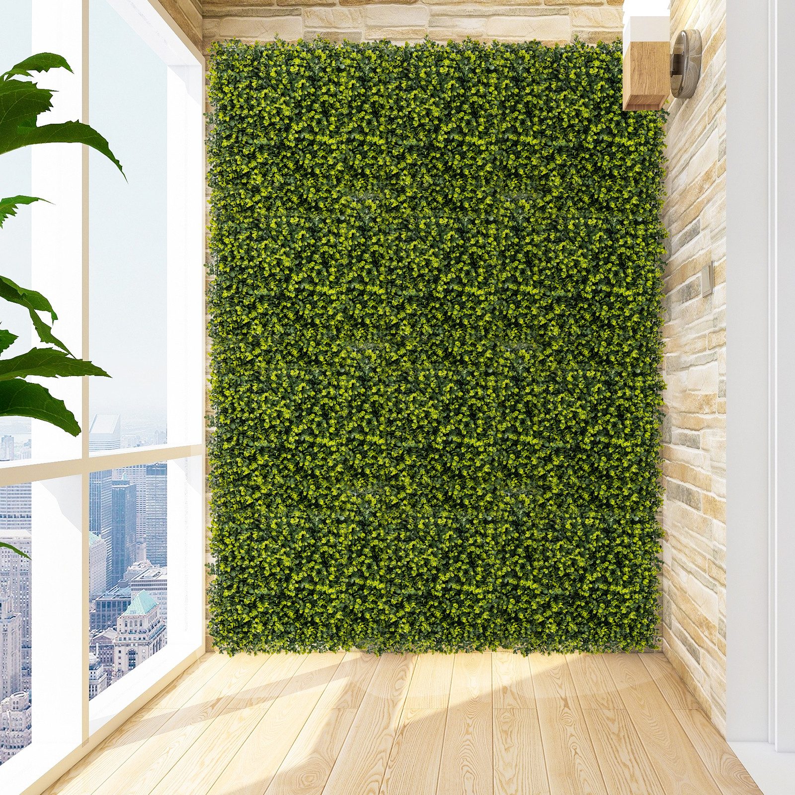 Kunstpflanze, COSTWAY, Pflanzenwand UV-geschützt 50x50x7cm günstig online kaufen