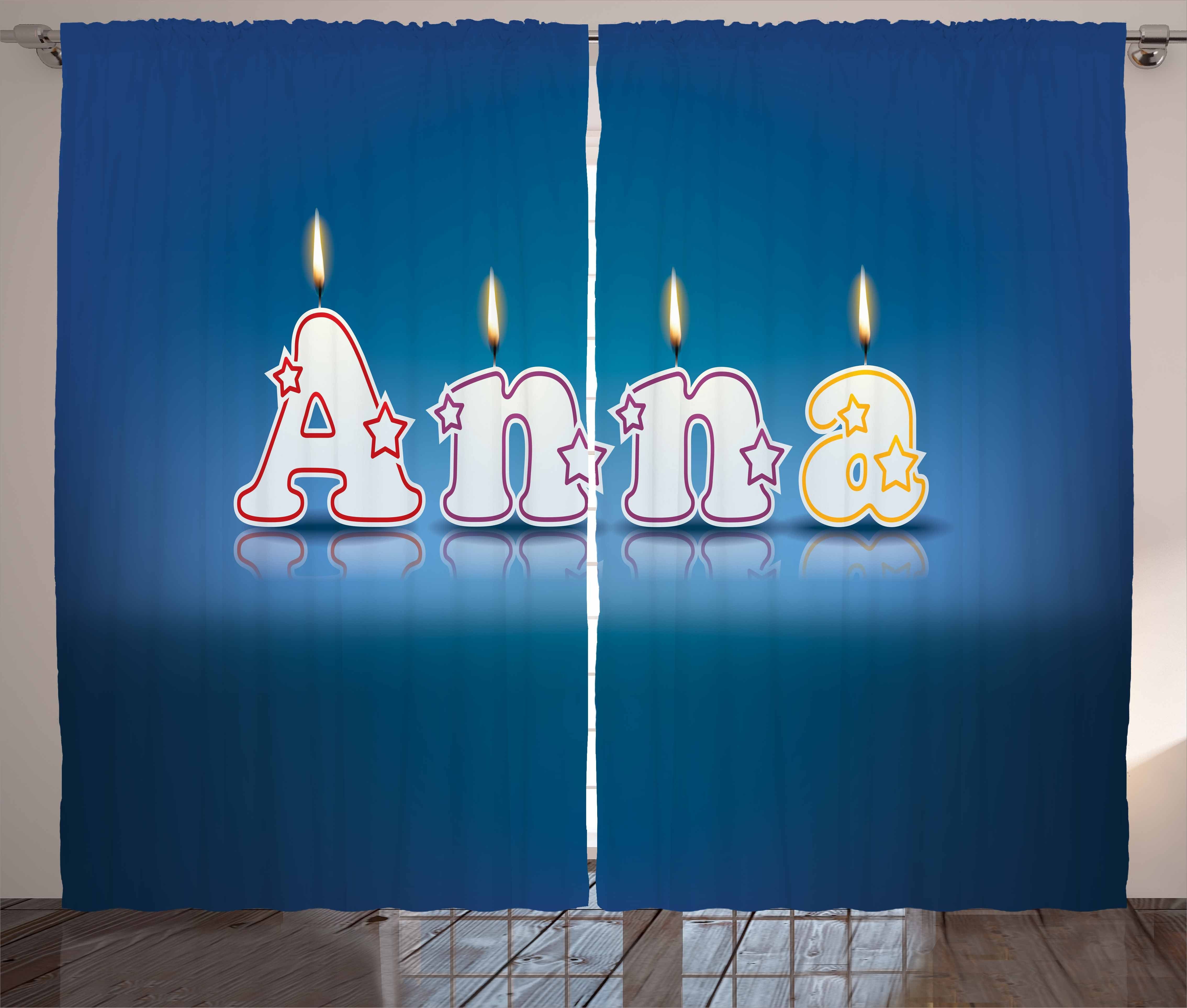 Gardine Schlafzimmer Kräuselband Vorhang mit Schlaufen und Haken, Abakuhaus, Anna Geburtstags-Kerzen-Name