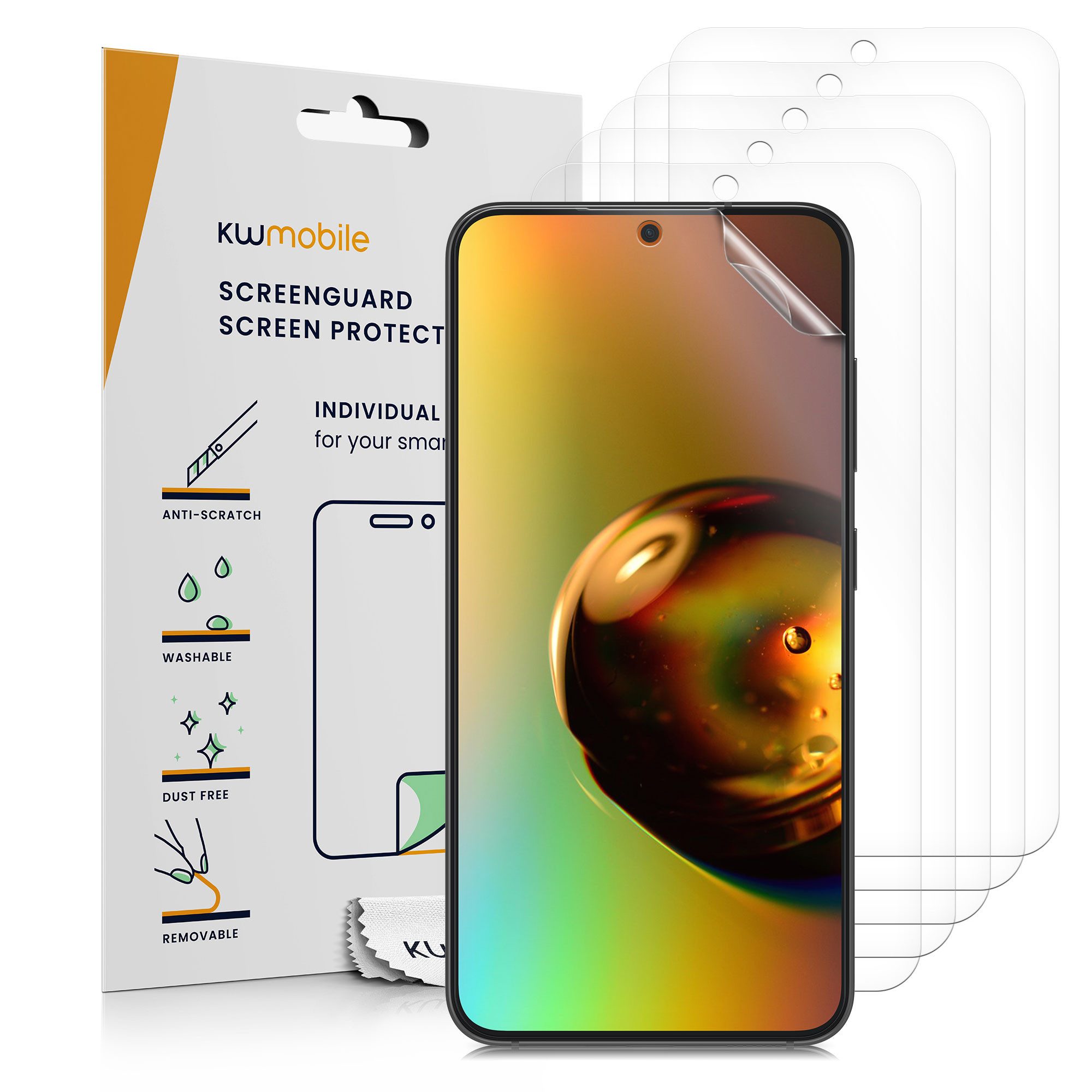 kwmobile Displayschutzfolie 6x Folie, 6 Stück, klare Displayschutzfolie Displayschutz transparent Schutzfolie