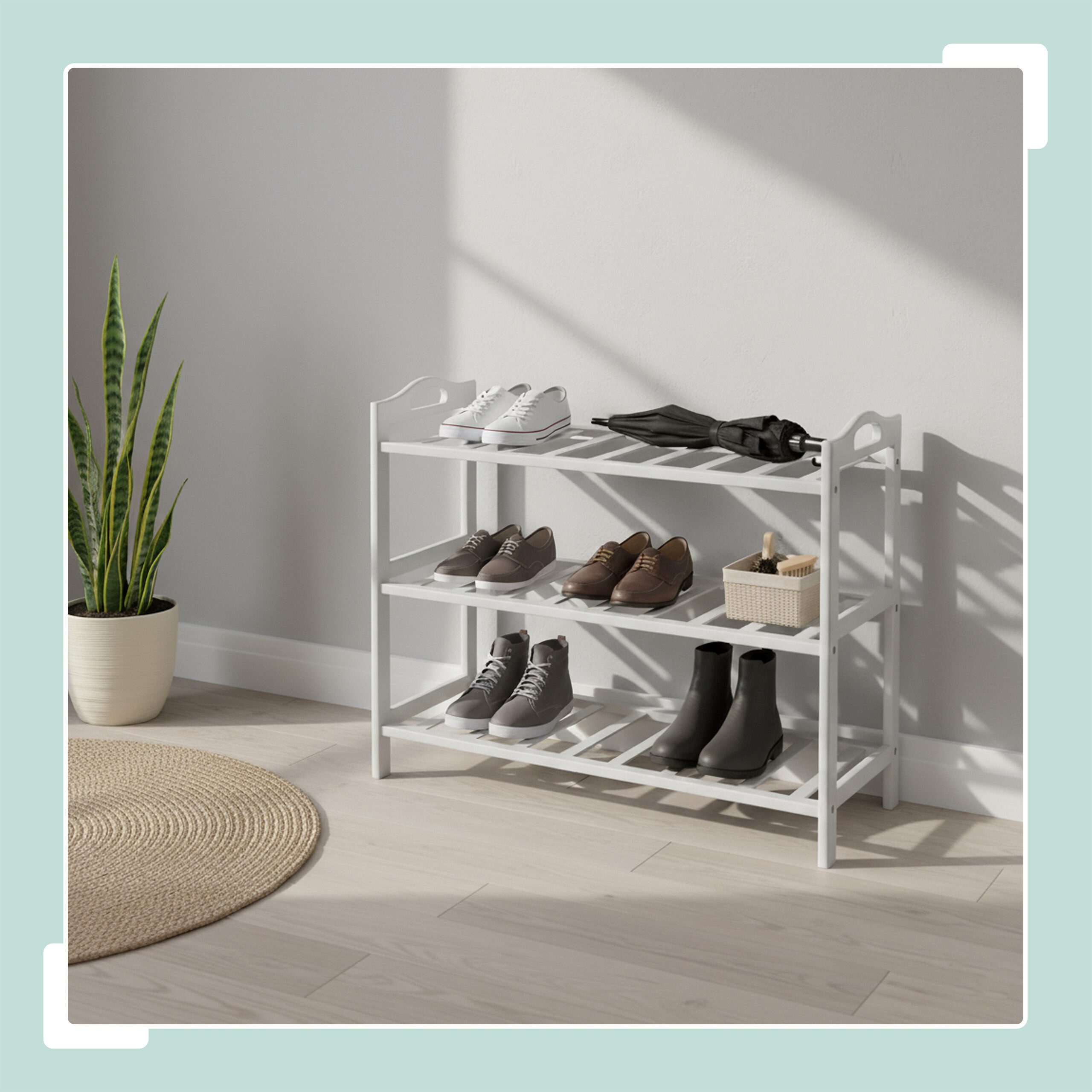 relaxdays Schuhregal aus Bambus, weiß