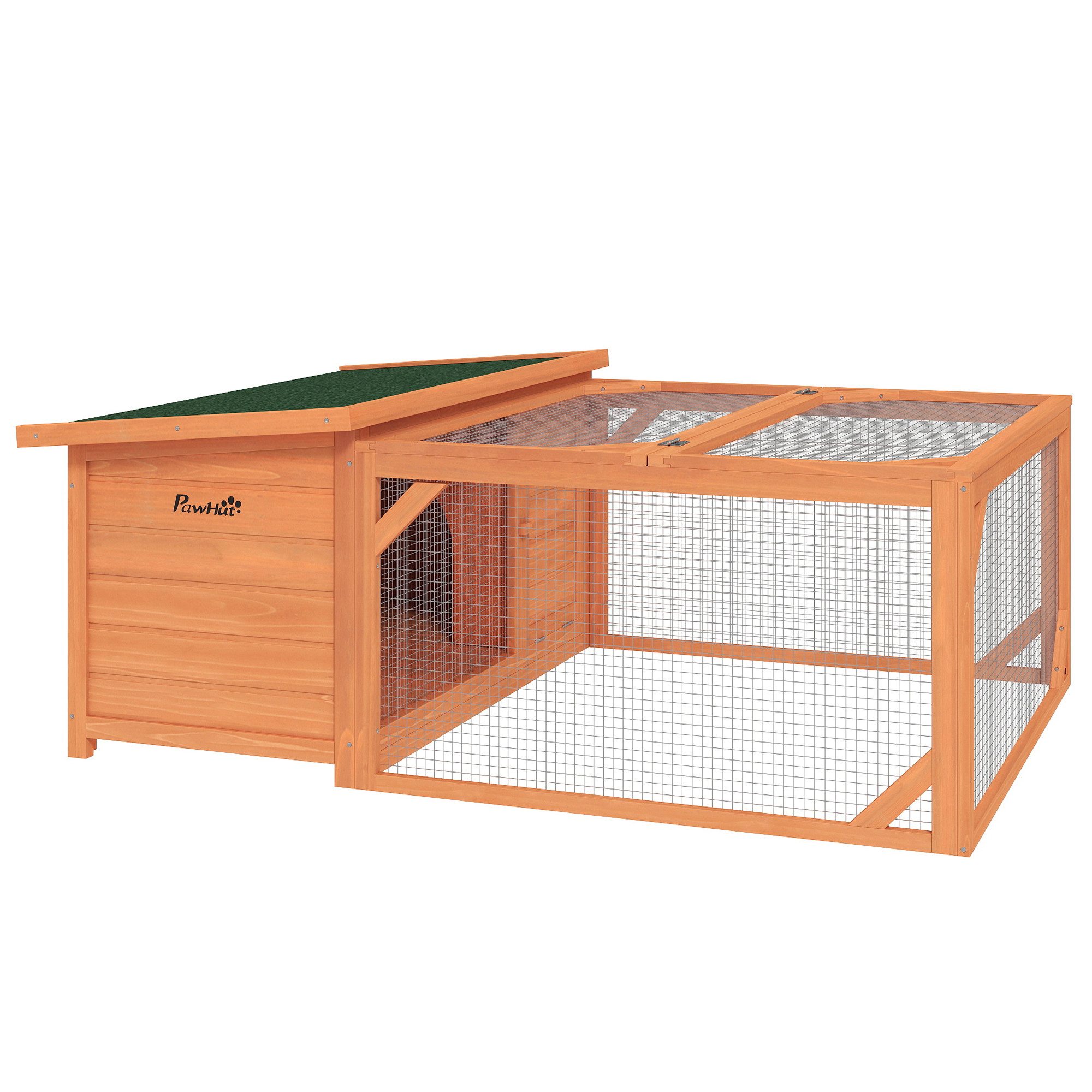 PawHut Kleintierstall Zwergkaninchenstall Kleintierkäfig wetterbeständig Tannenholz, für Garten, Orange