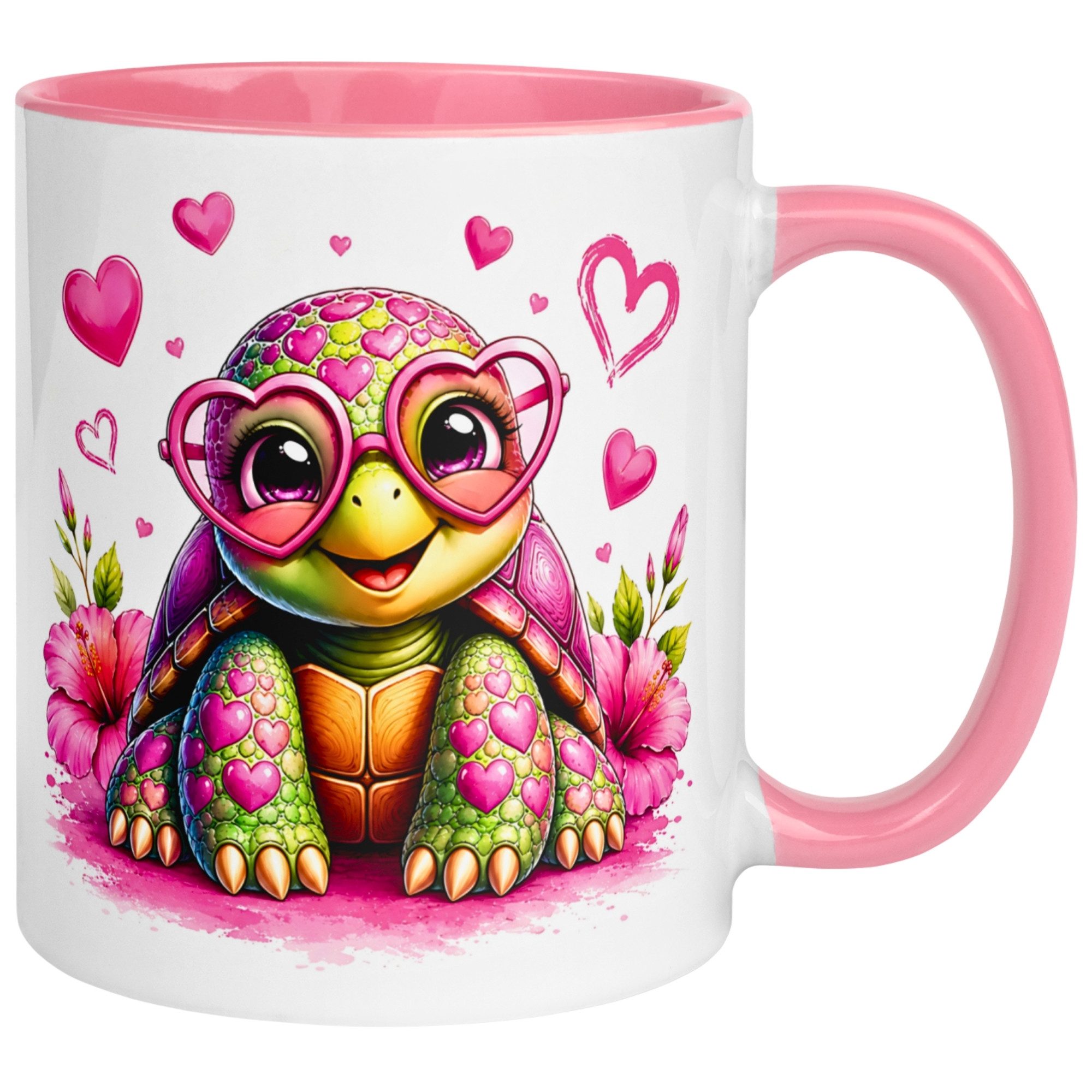 Momentals Tasse Schildkröte – „Schildkröte mit Herzbrille“ – Ich liebe Dich Geschenk, Gratis Versand · Links-&Rechtshänder · Spülmaschinenfest