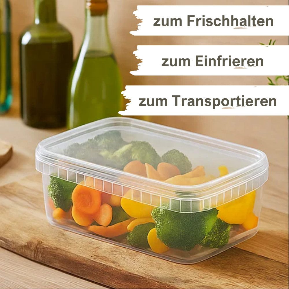 mikken Frischhaltedose Lebensmittelbox 1200 ml – Frischhaltedose & Deckel, (Spar-Set, 10-tlg., Vorratsset), Hitzebeständig bis 100 °C, geeignet für Schockfrostung, luftdicht