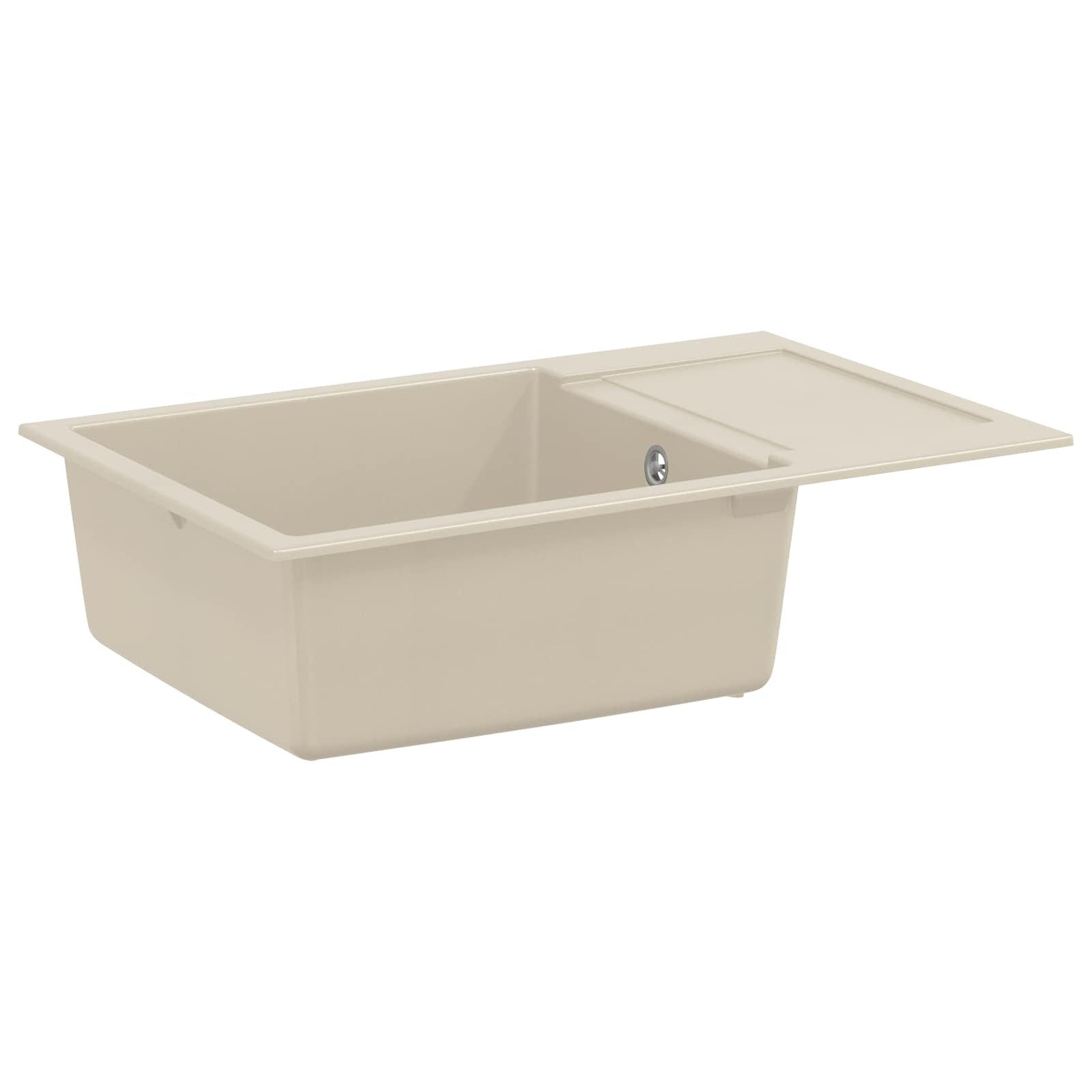 vidaXL Granitspüle Waschbecken Beige 780 x 500 mm 80% Quarz und 20% Harz, Rechtwinklig, 5/780 cm, (1 St)