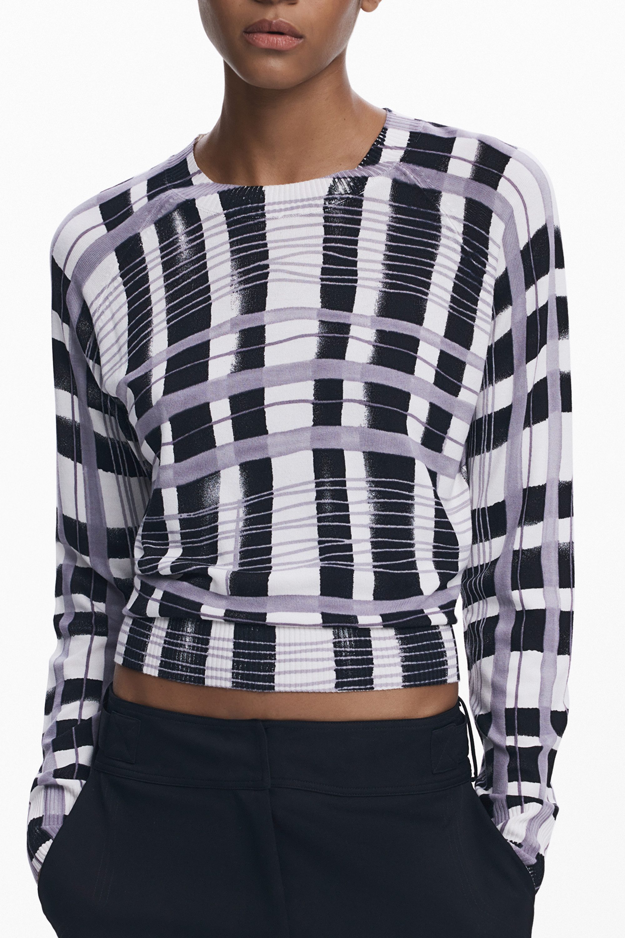 Desigual Strickpullover Weißer Damenpullover: Langarmshirt mit Details und günstig online kaufen