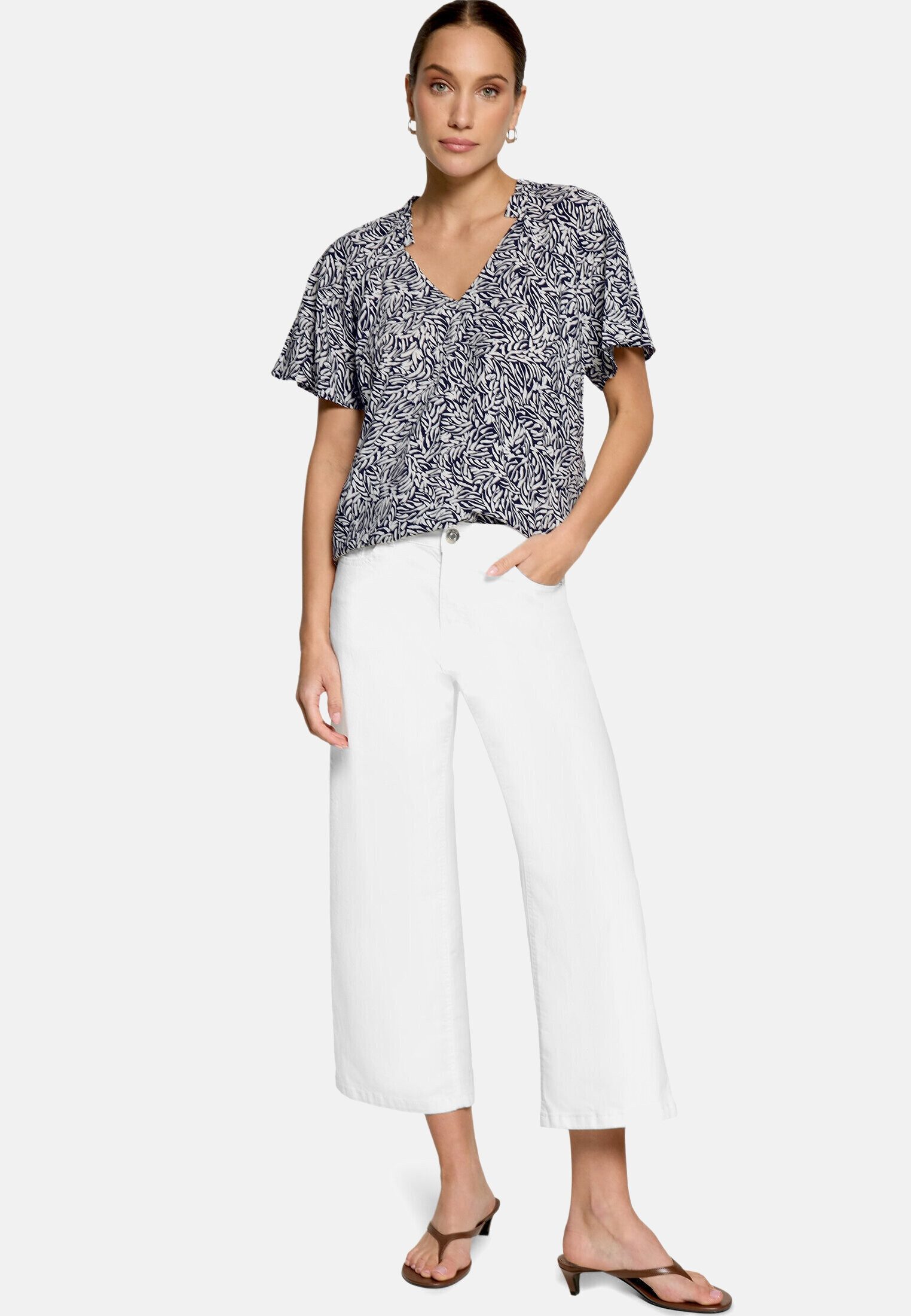 Zero Kurzarmbluse Damen mit Print.