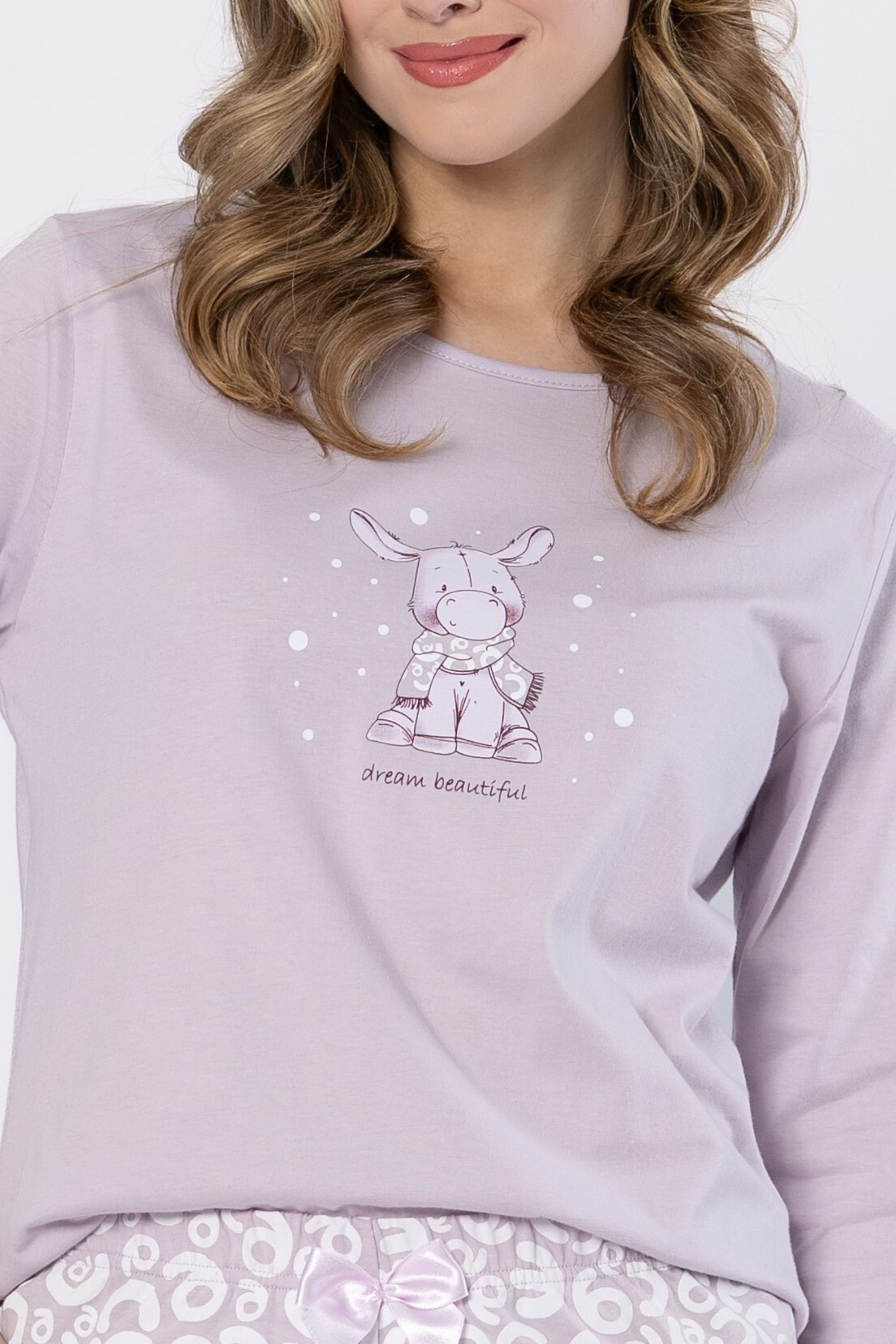 COOLISMO NIGHTWEAR Pyjama Damen Schlafanzug mit 7/8 Hose Schlaf-Shirt mit süssen Tier-Motivdruck
