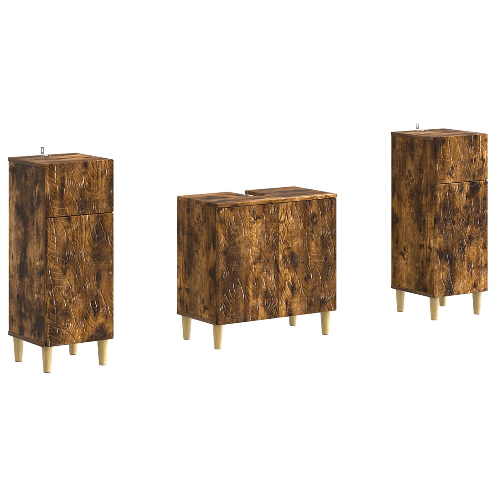 vidaXL Gartenlounge-Set 3-teiliges Badezimmer-Schranksystem DELFT Raucheiche, (3-tlg)