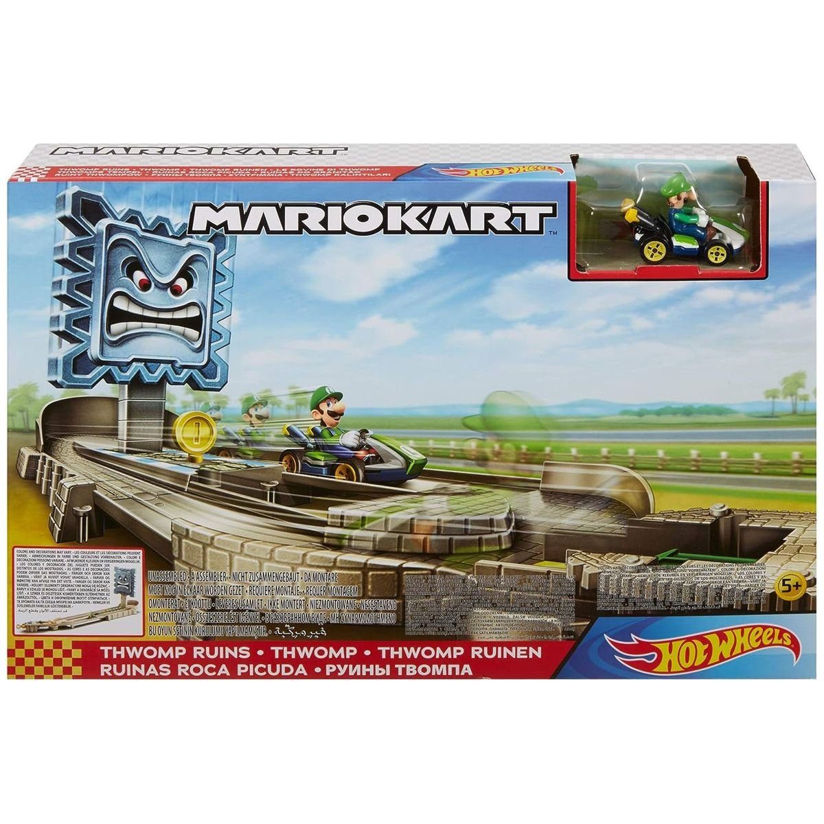 Mattel® Spielzeug-Auto Mattel GFY46 - HotWheels - Mario Kart - Steinblock-Ruinen-Trackset mit