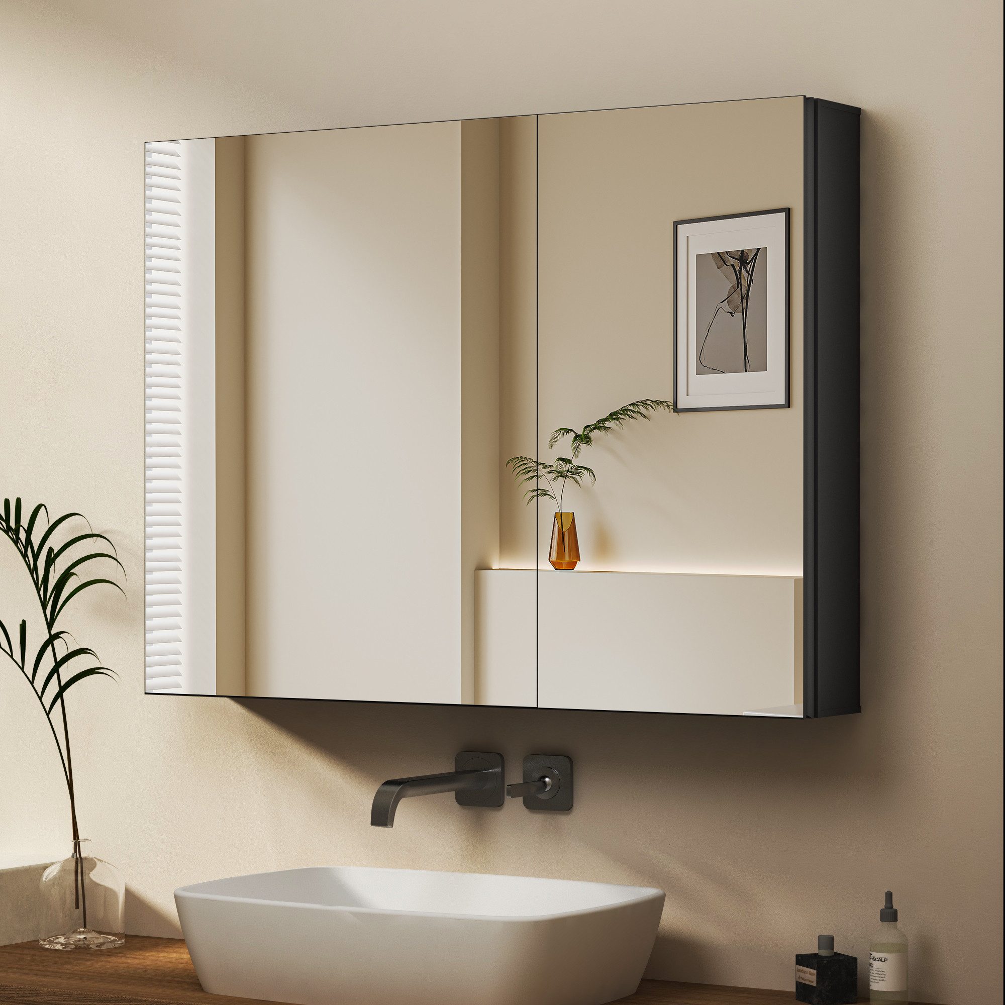 WDWRITTI Spiegelschrank 80 cm breit Aluminium günstig online kaufen