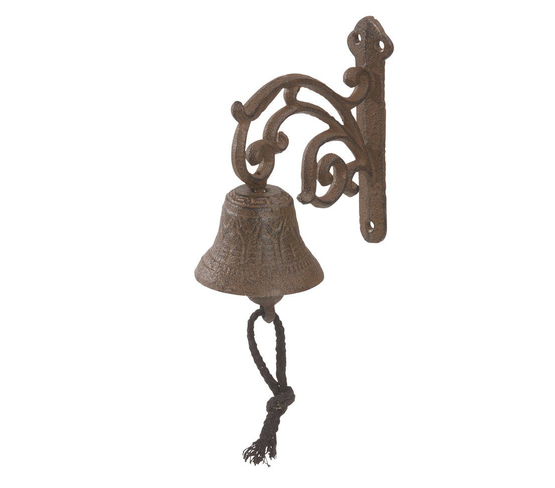 Dehner Gartenfigur Nostalgische Türglocke, 18.5 x 7.5 x 15 cm, Gusseisen, edle und wetterfeste Wandglocke im Landhausstil