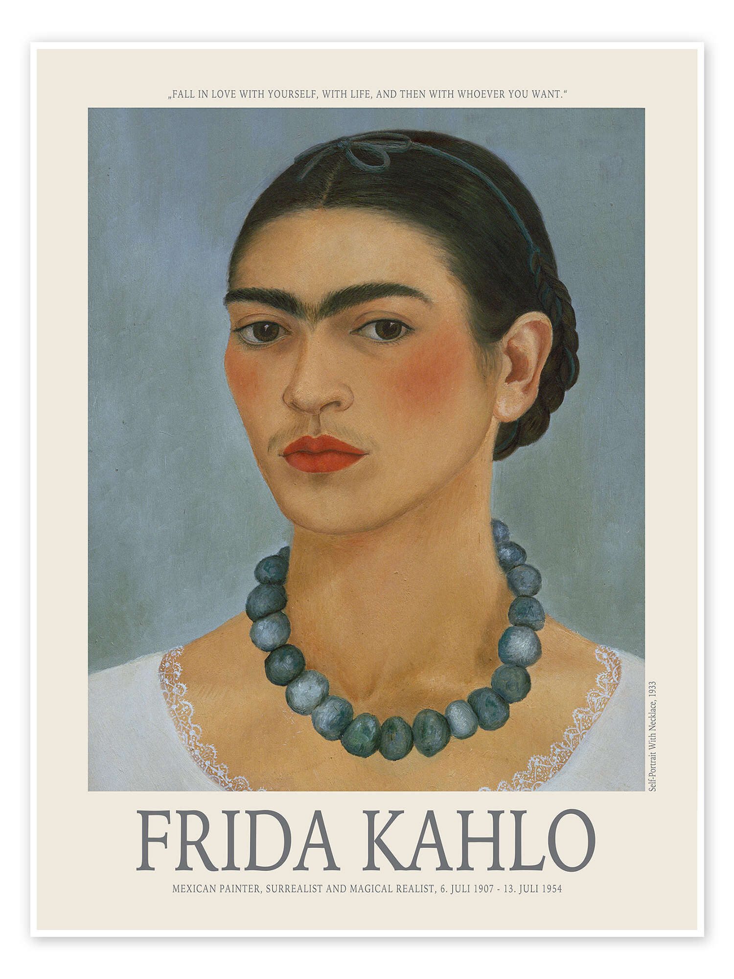 Posterlounge Wandbild Self-Portrait with Necklace, 1933, Frida Kahlo, erhältlich als Poster, Leinwandbild, Wandsticker oder Acrylglasbild
