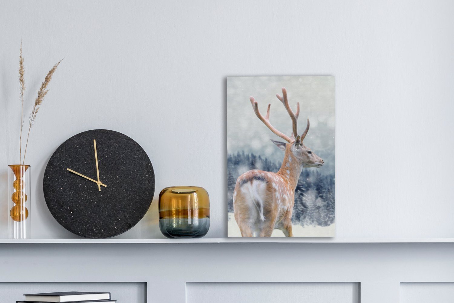 OneMillionCanvasses® Leinwandbild Winter - Hirsche - Tiere, Fotodruck (1 St günstig online kaufen