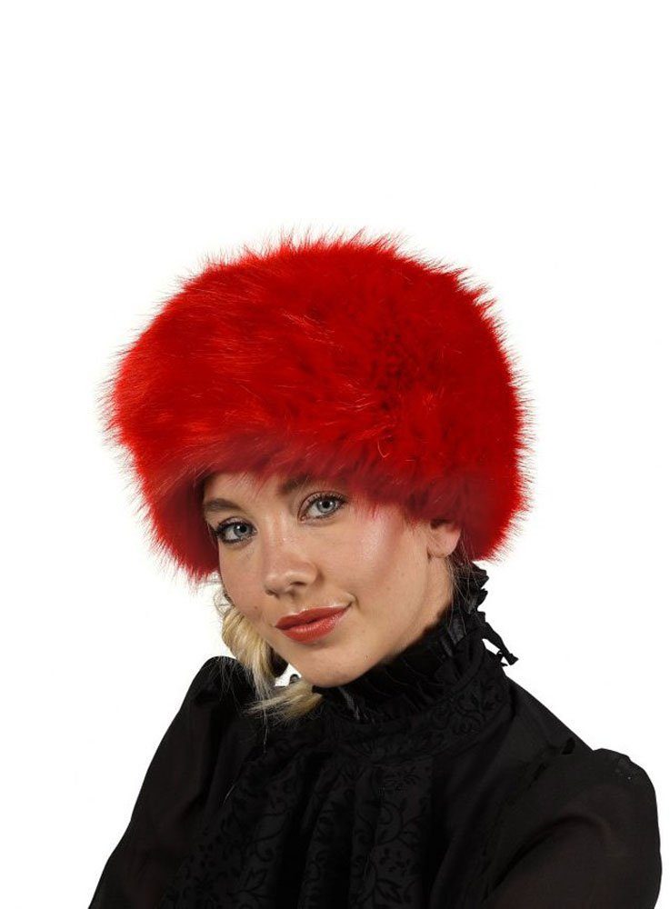 thetru Kostüm Pelzmütze rot, Kuchelige Mütze aus Kunstfell für die Winterzeit