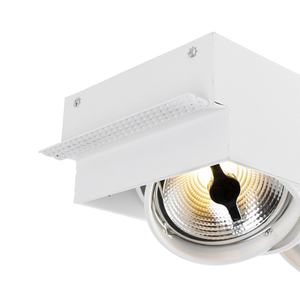 Qazqa LED Einbaustrahler Oneon trimless 111, ohne Leuchtmittel, Warmweiß, QAZQA Downlight, g53, Weiß, Stahl, Design