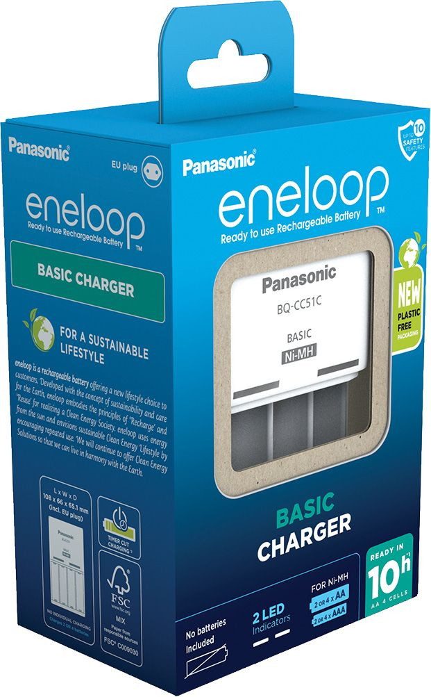 eneloop Akku Ladegerät Charger eneloop Basic Charger BQ-CC51E für 4 AA / AAA Universal-Ladegerät