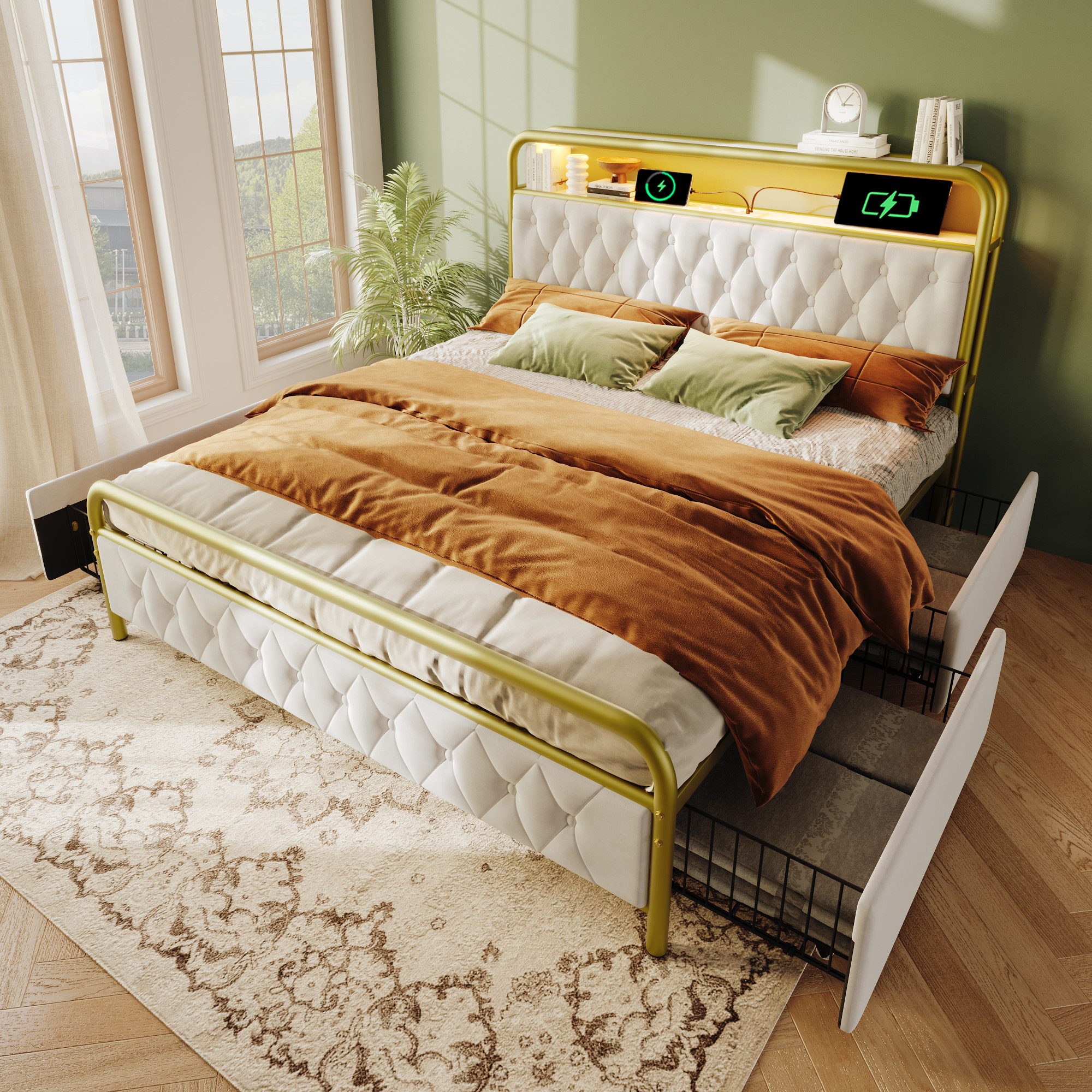 STILVORA Polsterbett Stauraumbett 180×200 Bettgestell Jugendbett günstig online kaufen