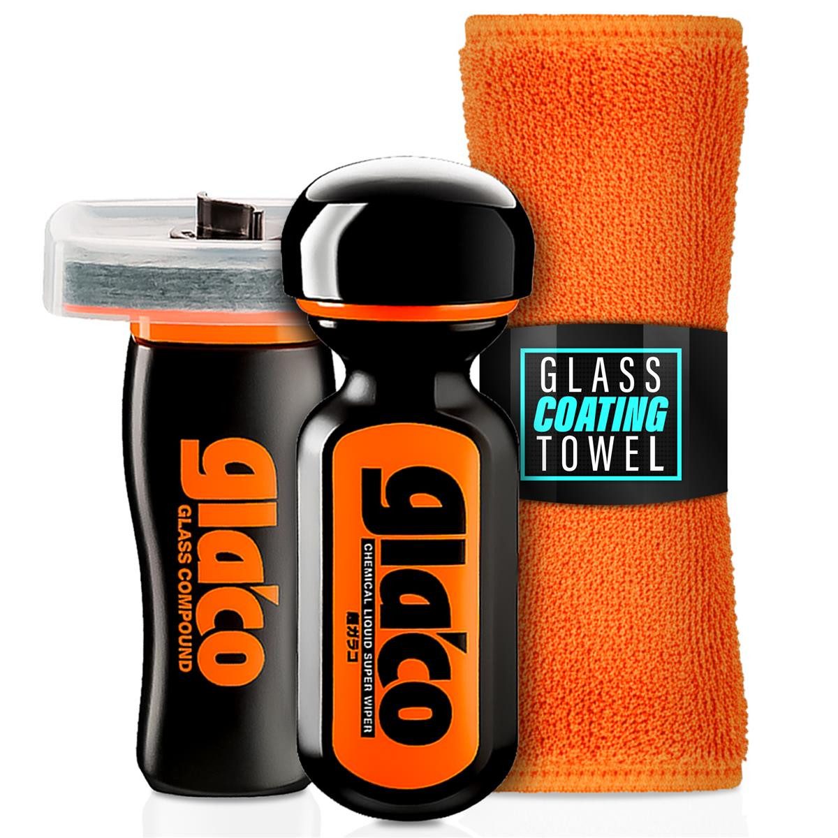 detailmate Soft99 Glaco Glass Compound Roll On Ultra Glaco Versiegelung Scheibenversiegelung (3 St), Glasversiegelung, Auto Scheibenversiegelung Set mit Tuch