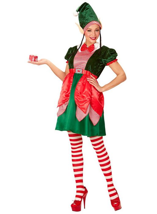 Karneval-Klamotten Kostüm Elf Kostüm Damen Weihnachtshelfer Komplettkostüm