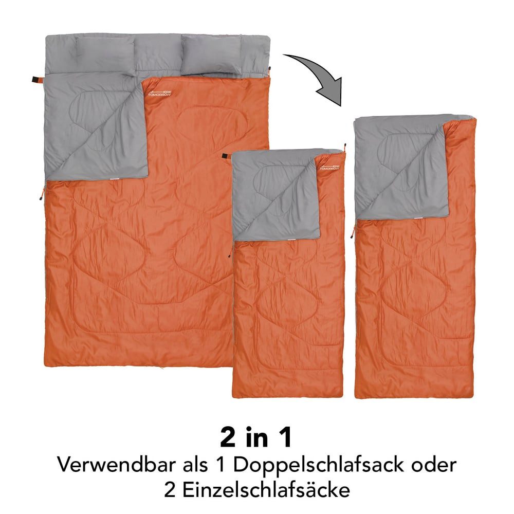 Lumaland Doppelschlafsack 2-Personen Schlafsack groß Kopfkissen, günstig online kaufen