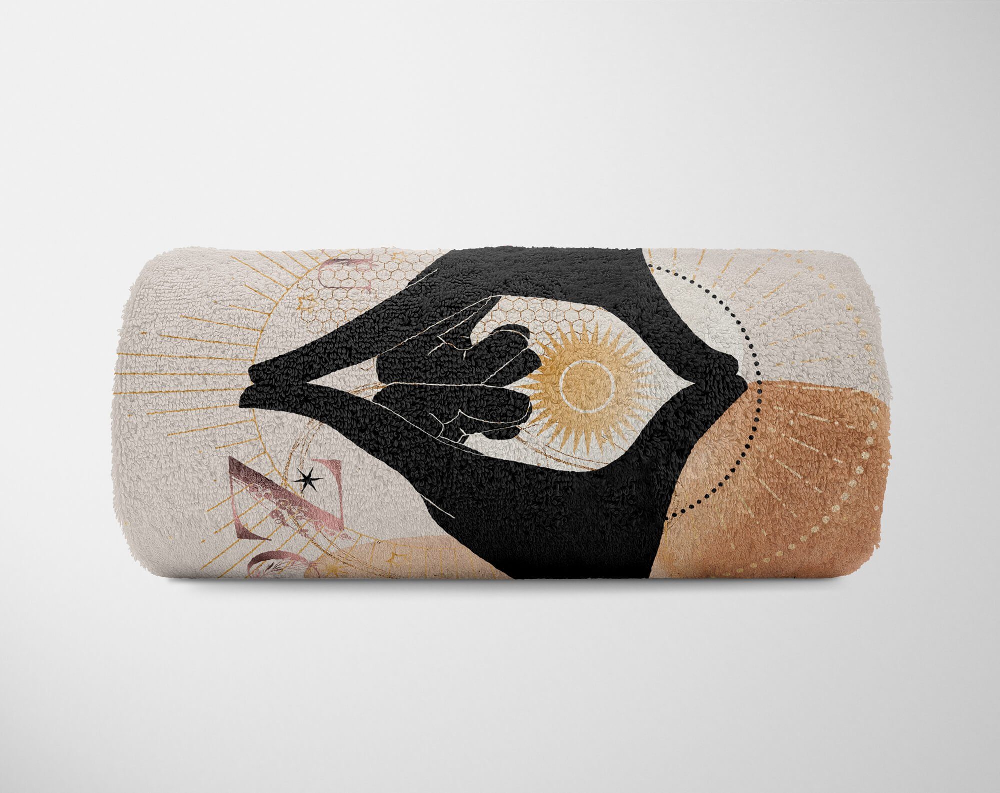Saunatuch Astrologie Kunstvoll Spiri, Baumwolle-Polyester-Mix (1-St), Art Sinus Hände Handtuch Strandhandtuch Kuscheldecke Handtuch Sonne Handtücher