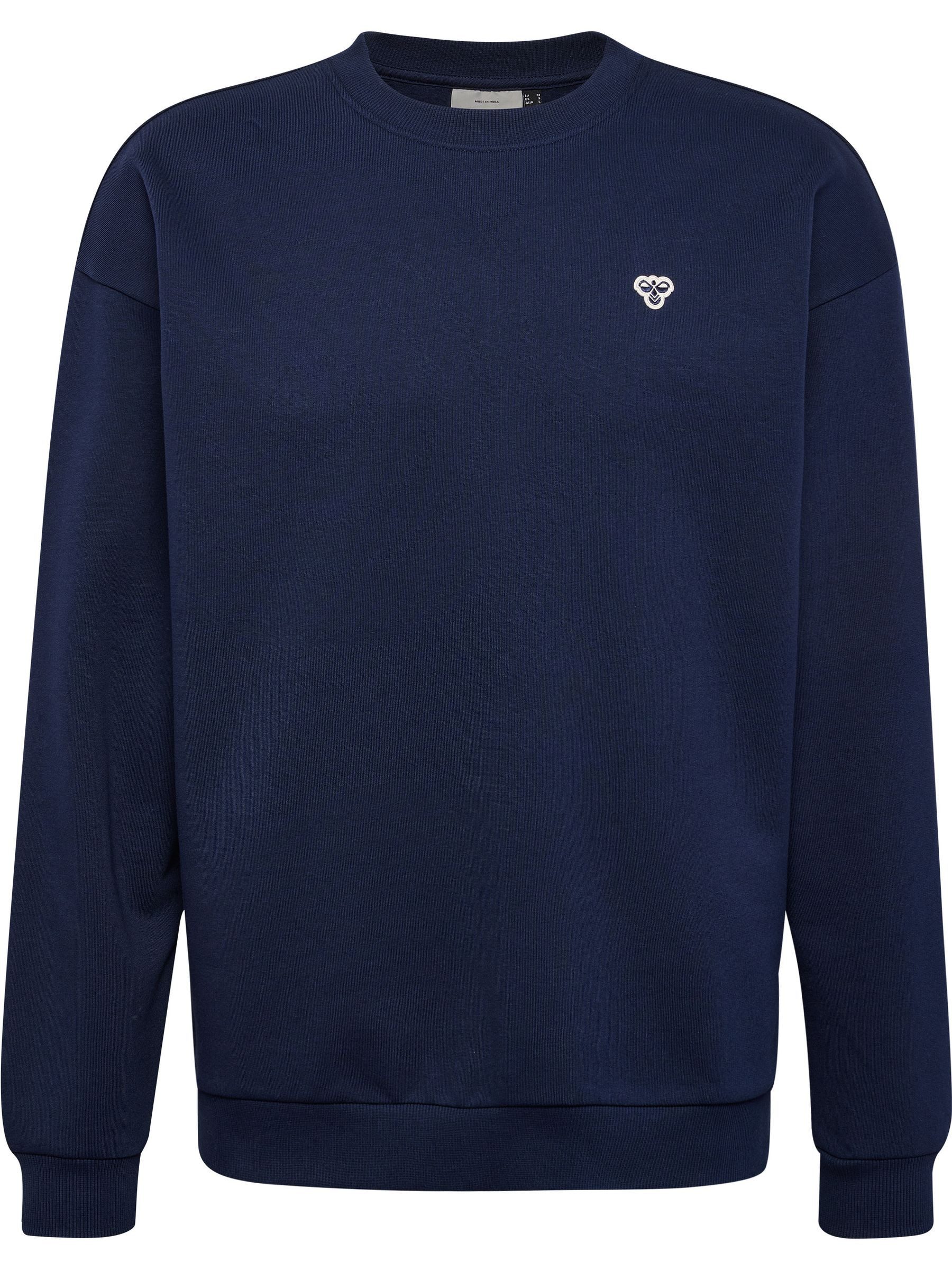 Sweatshirt Pullover mit Logo und gerippten Bündchen