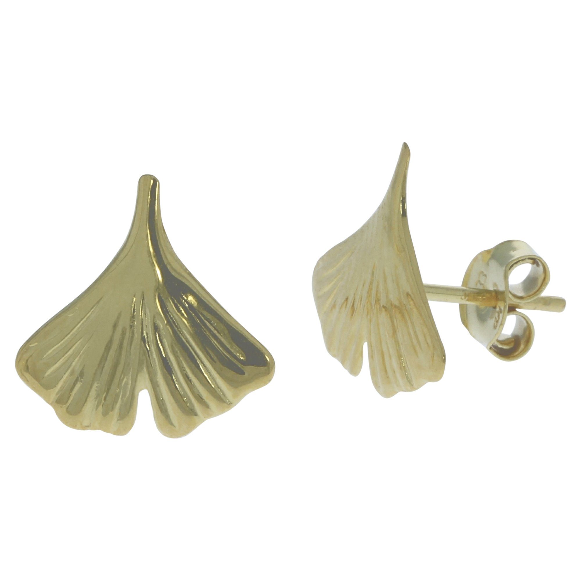 333/- 12x12mm Vivance Paar Gelbgold Ginkgo Ohrstecker