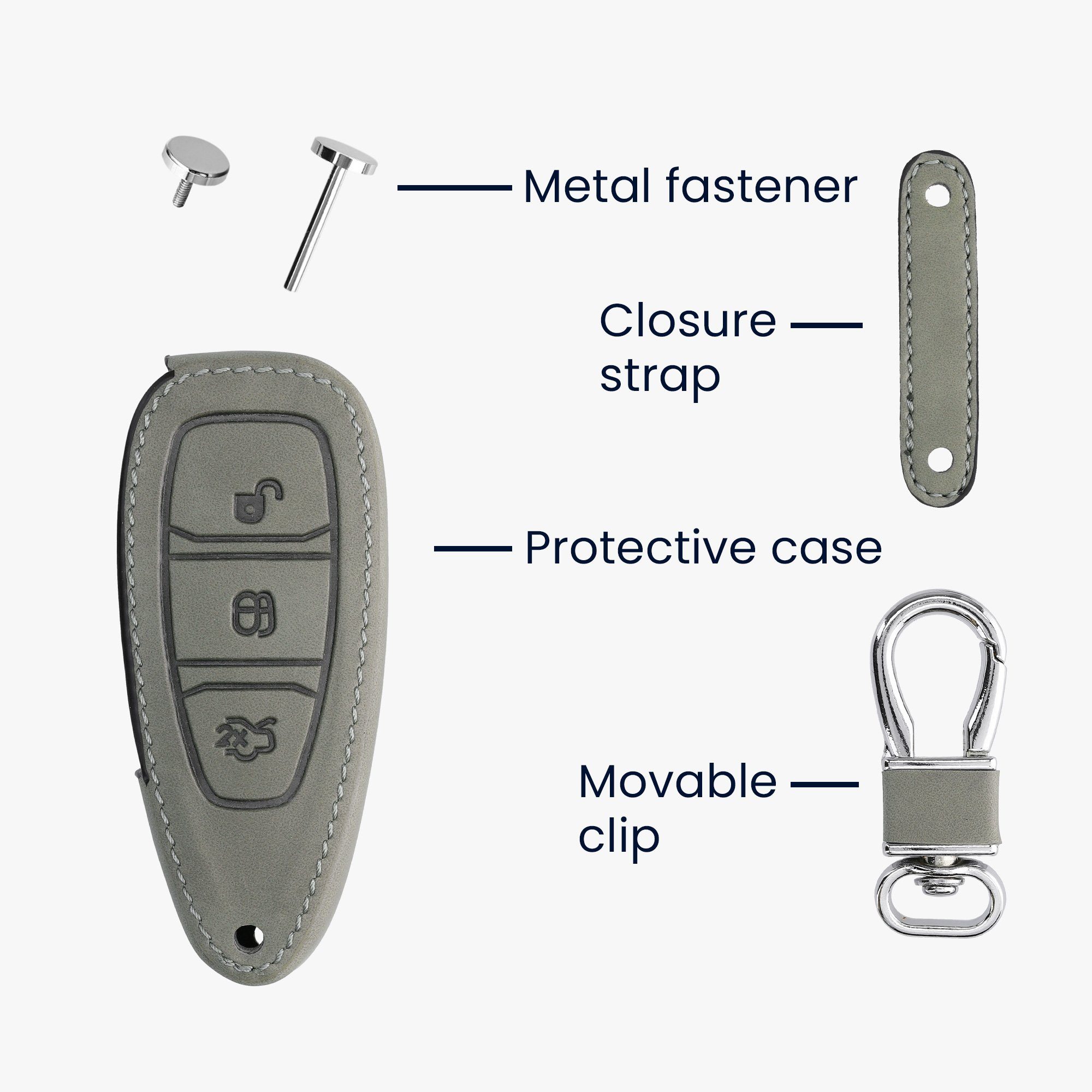 Ford, Hülle für Nubuklederoptik kwmobile Schlüsseltasche Cover Schutzhülle Ford - Autoschlüssel Kunstleder Schlüsselhülle für