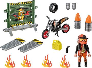 Playmobil® Konstruktions-Spielset Starter Pack, Stuntshow Motorrad mit Feuerwand (71256), Stuntshow, (29 St), Made in Europe