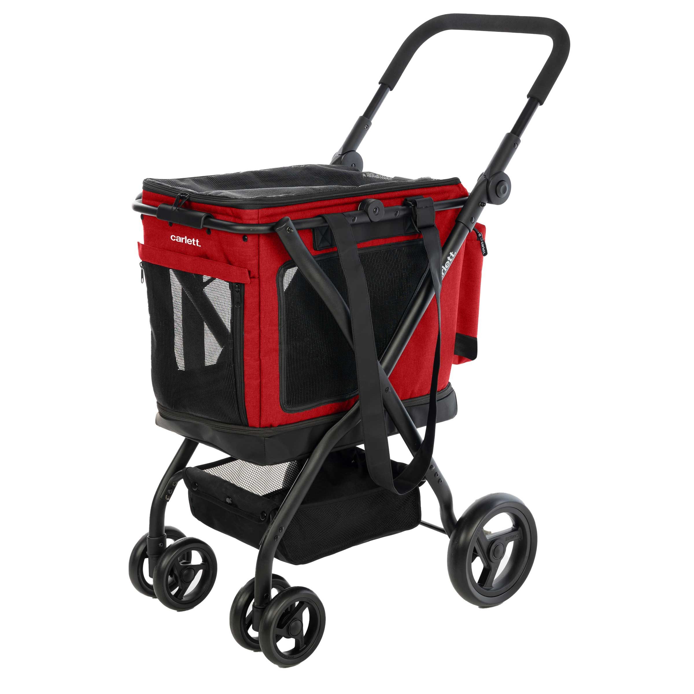 Carlett Hundebuggy klappbar 3-in-1 Hundewagen Aluminium Gestell und atmungsaktives Mesh, (bis 25kg Buggy für Haustiere), für Reisen, Spaziergänge und Tierarztbesuche