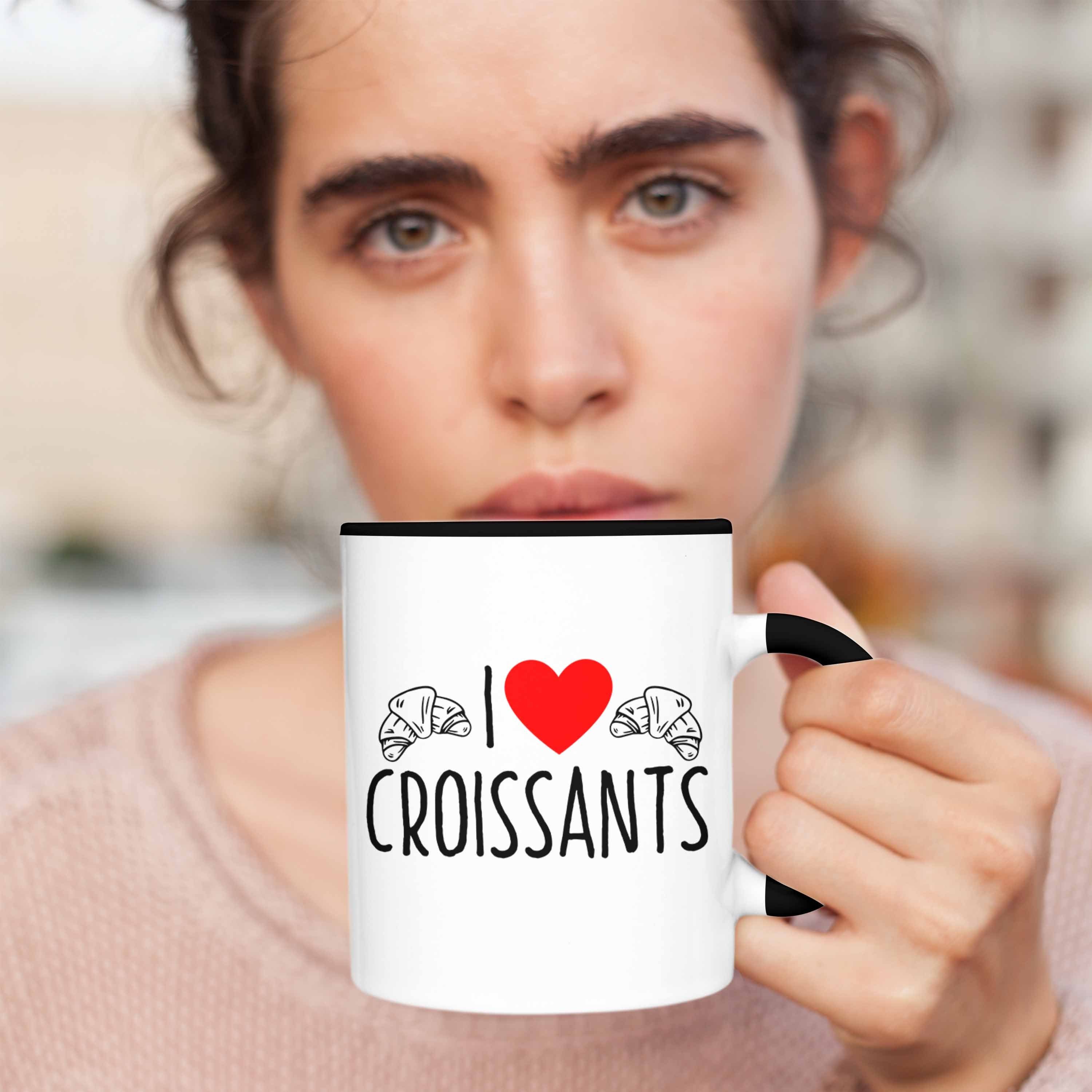 Tasse Schwarz Croissants" Love Tasse Fr "I Croissant-Liebhaber Lustiges Trendation für Geschenk