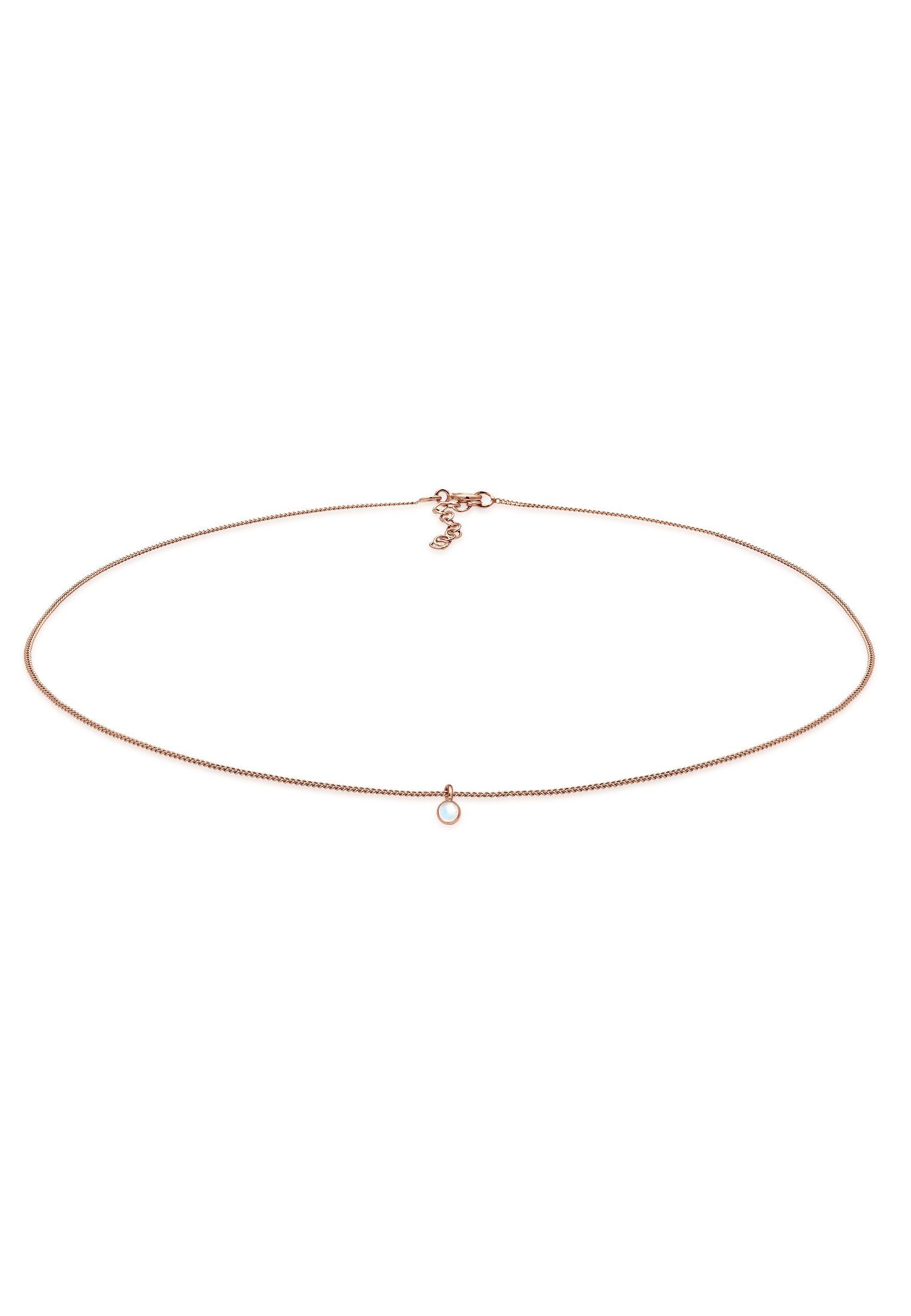 Elli Collier Choker mit Anhänger Mondstein Rund 925 Silber günstig online kaufen