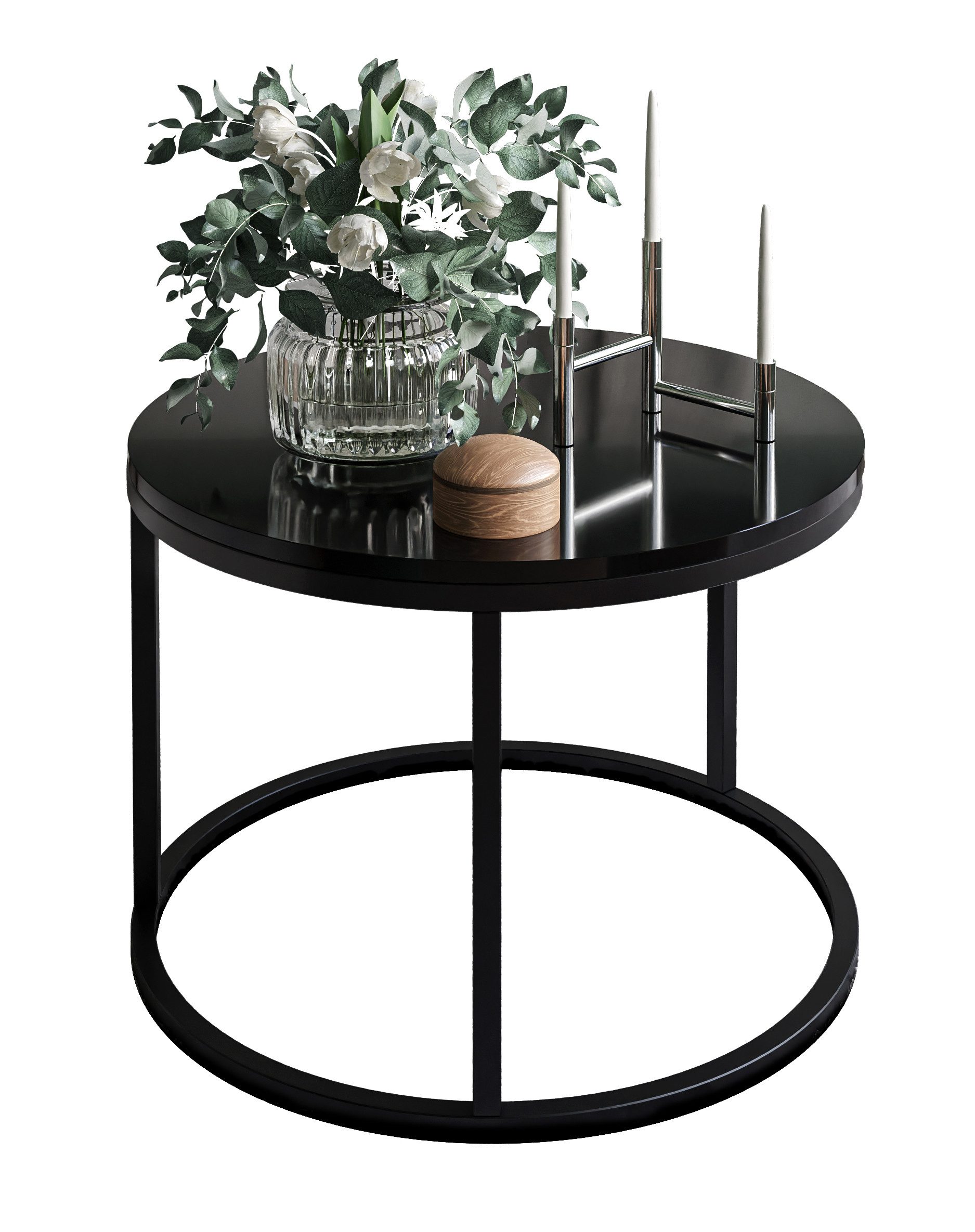 Lookway Couchtisch CIRI mit Hochglanzplatte (1xCouchtisch), Durchmesser: ⌀60 cm