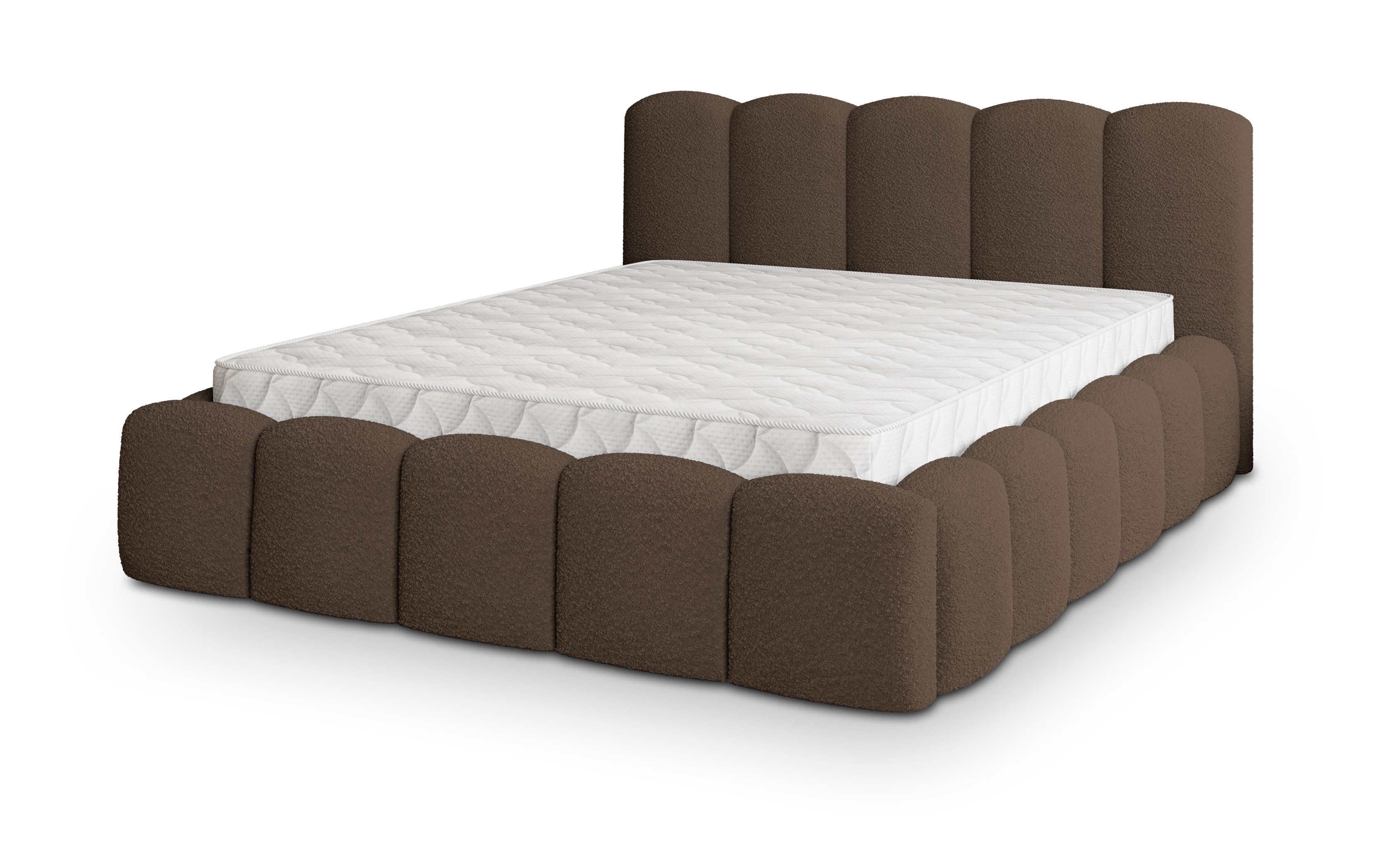 Masseno Polsterbett FALINA 120x200 cm braun (mit Bettkasten und Lattenrost)