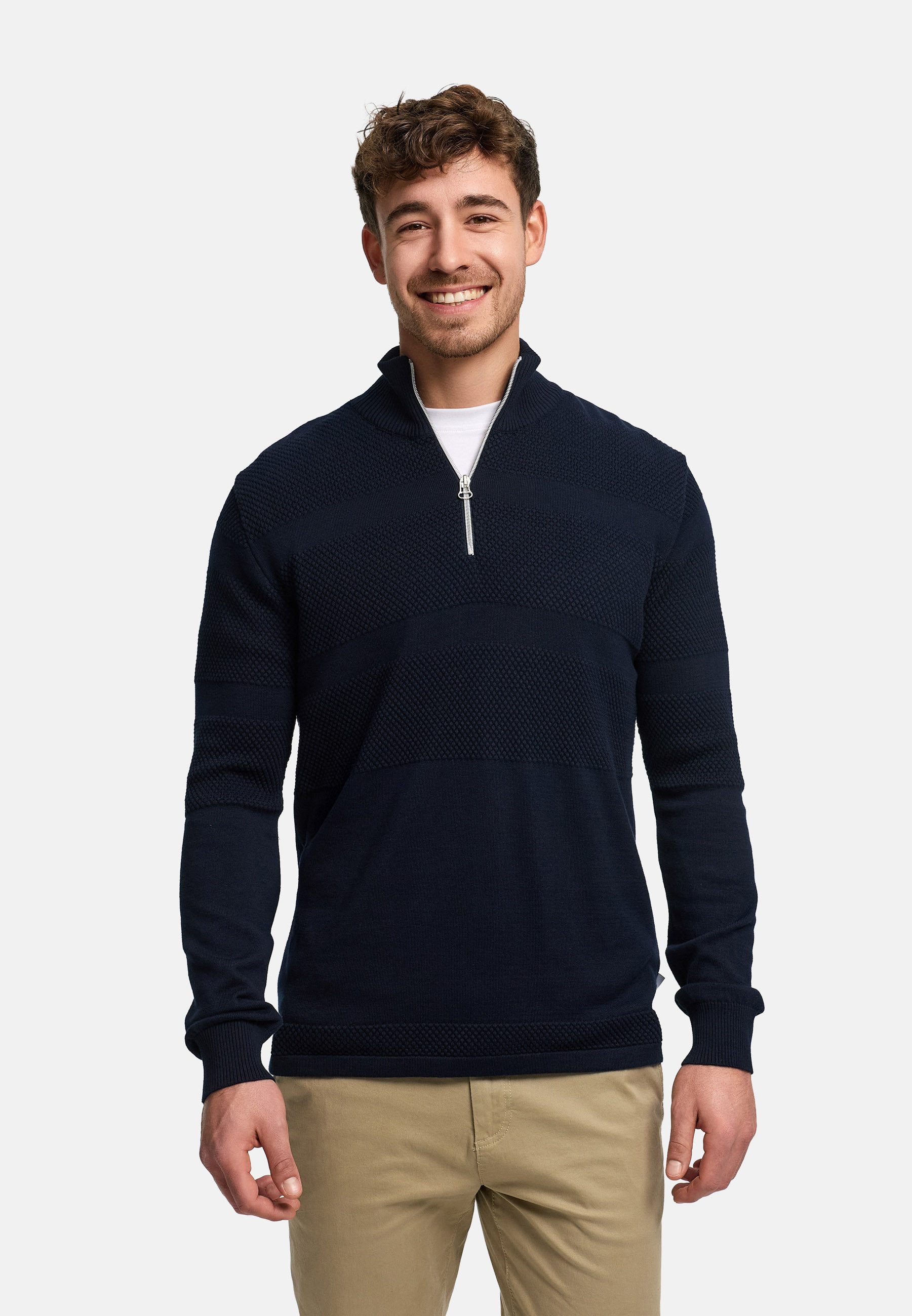 Kronstadt Strickpullover Herren KSHannes Half-Zip Pullover Herrenpullover aus hochwertigem Jaquard-Feinstrick