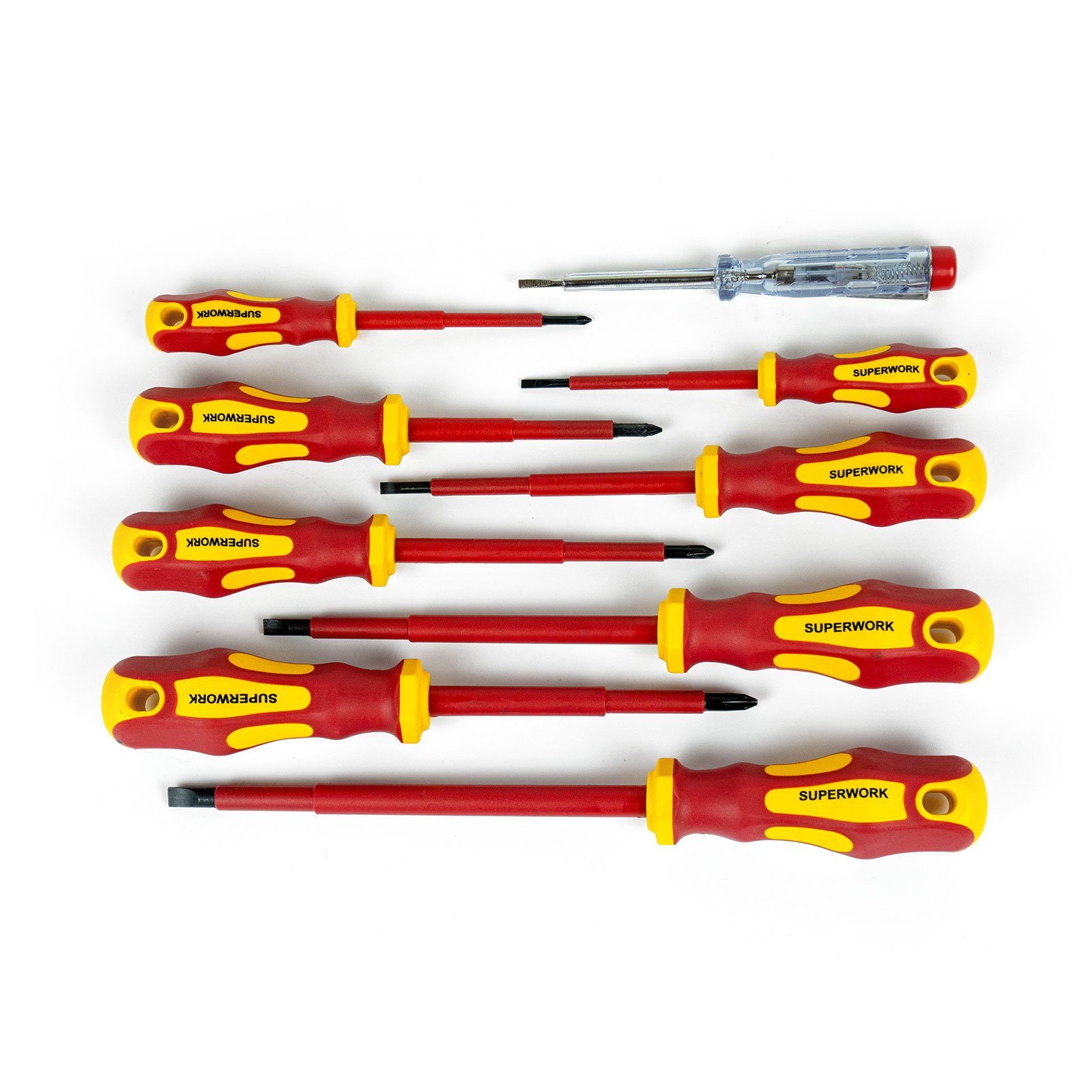 Weber GmbH Schraubendreher VDE Satz 9-teilig, (Set, 9 St), magnetische Klingenspitzen, Spannungsprüfer enthalten