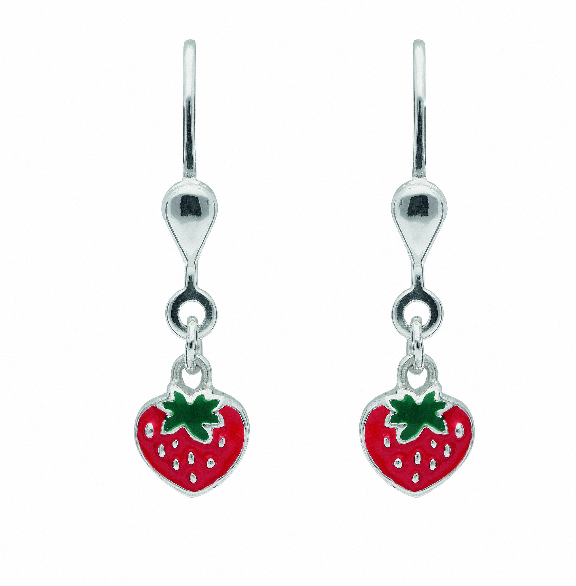 Adelia´s Paar Ohrhänger Damen für Erdbeere, Ohrhänger Silber 925 Ohrringe Silberschmuck