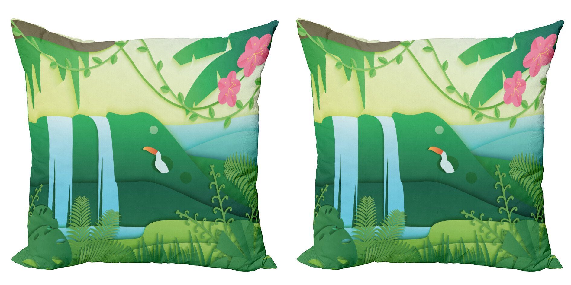 Kissenbezüge Modern Accent Stück), Cartoon Garten Digitaldruck, (2 Tropischer Mist Doppelseitiger Wald Abakuhaus