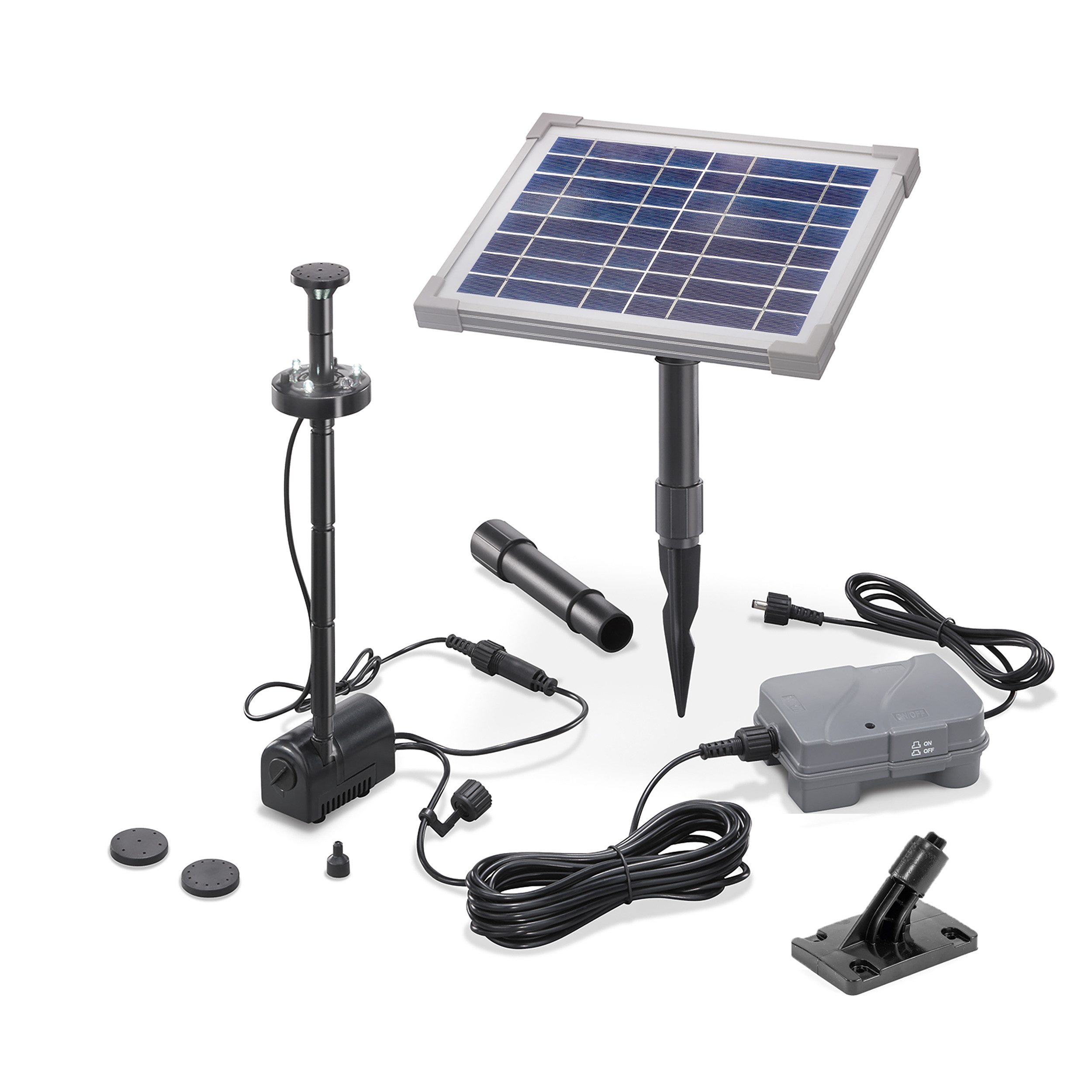 esotec Solarpumpe 5/160 Teichpumpenset LED+Akkuspeicher, 160l/h, 5Wp Solarmodul 101920 (Komplettset)