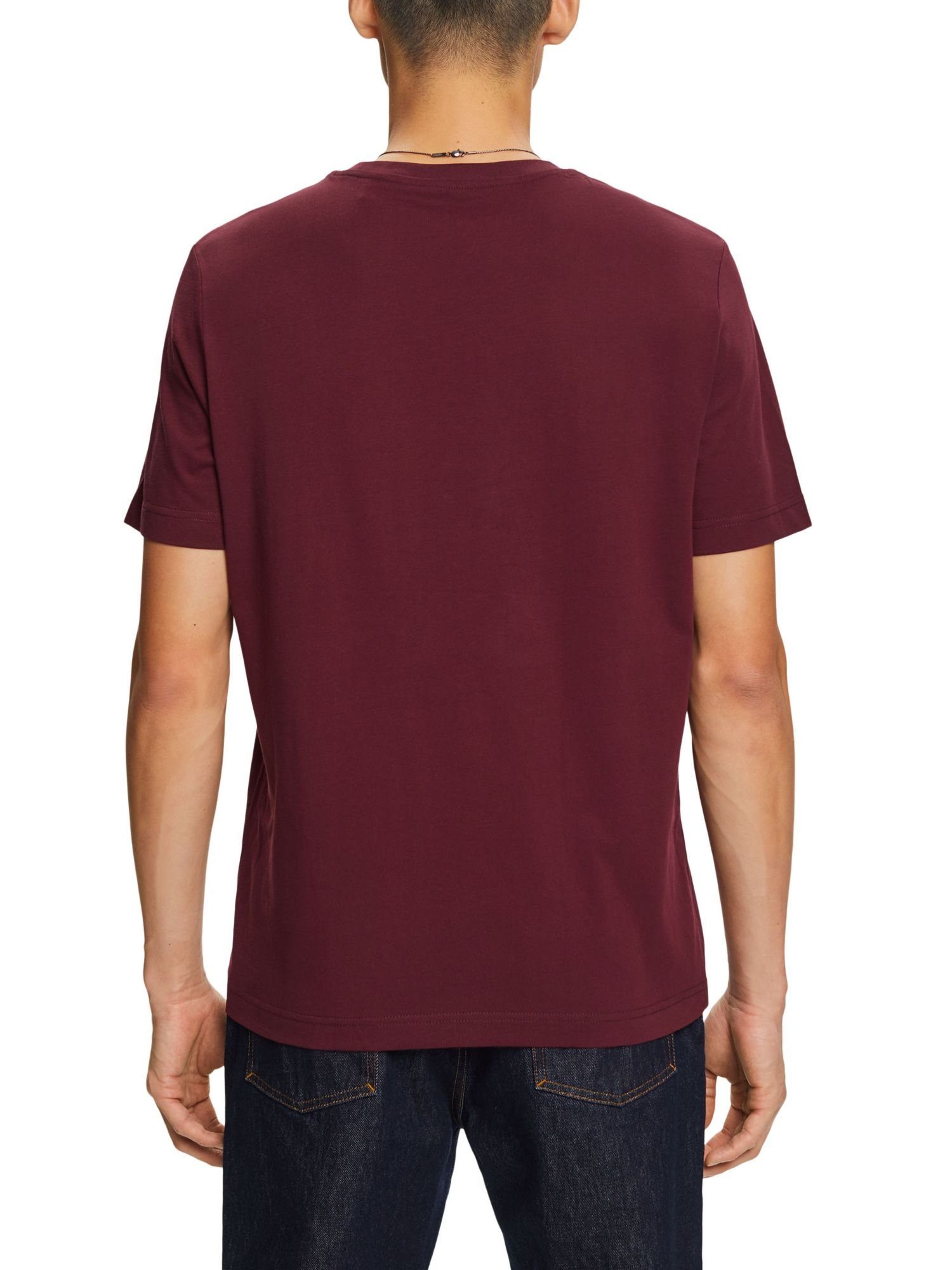 AUBERGINE Bedrucktes Jersey-T-Shirt, (1-tlg) Baumwolle 100 % by T-Shirt edc Esprit