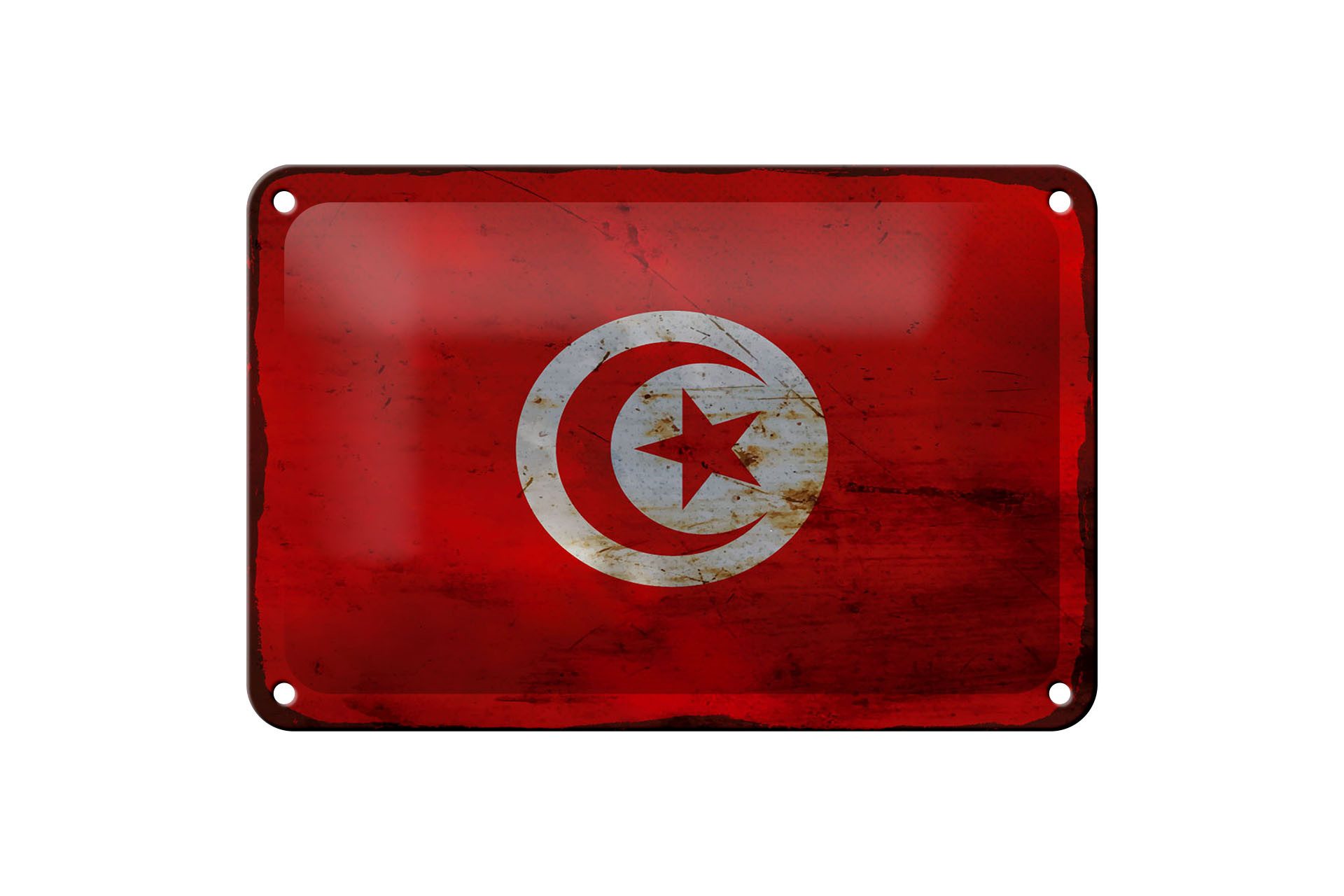 Femer GmbH Metallschild Flagge Tunesien 18x12cm Flag of Tunisia Rost, (1 St), gewölbte Oberfläche, abgerundete Ecken, umgeschlagene Kanten